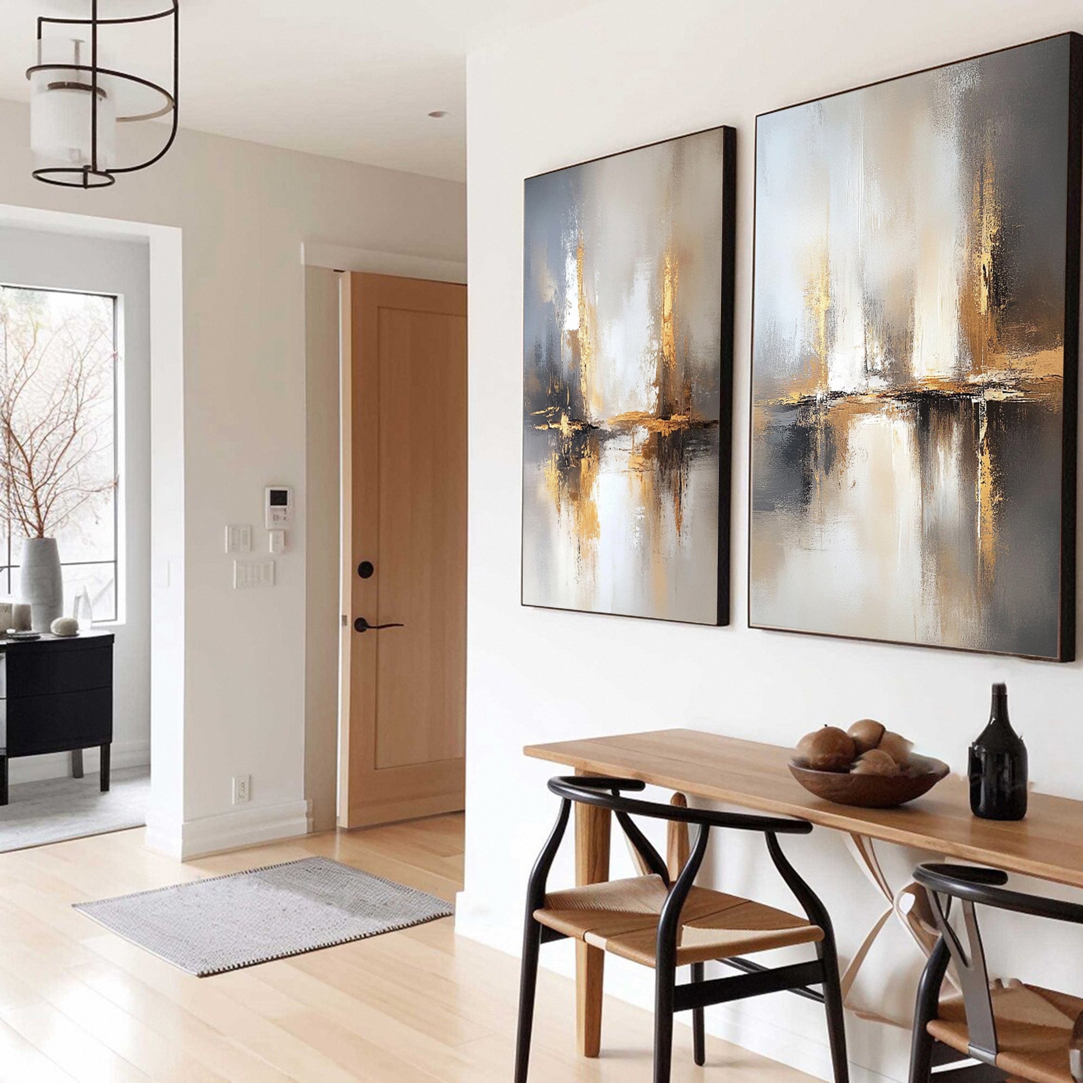 Chic Abstract Modern Artwork for Contemporary Homes Set Of 2 #BBS 014