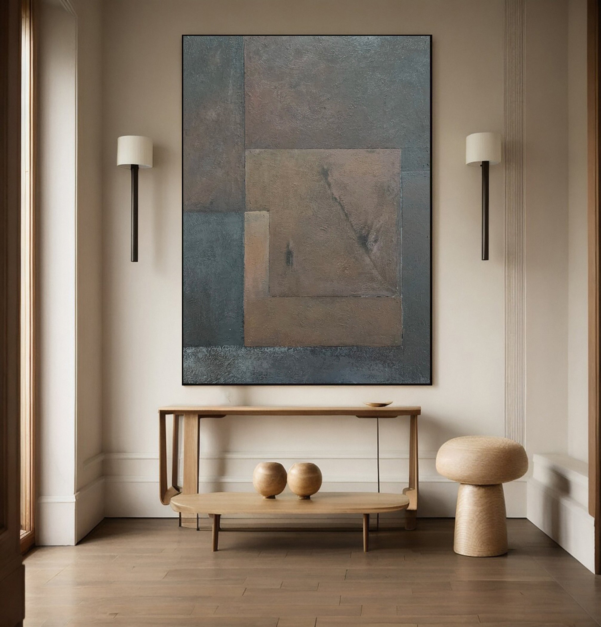 Minimalist Abstract with Geometric Overlap in Earthy Tones #BGA 230