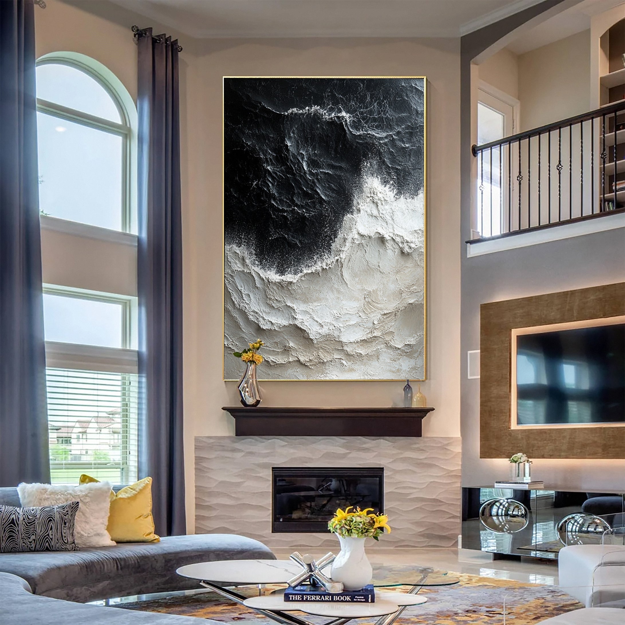 Dynamic Ocean Wave Canvas Art Textured Sea Painting #OS 065