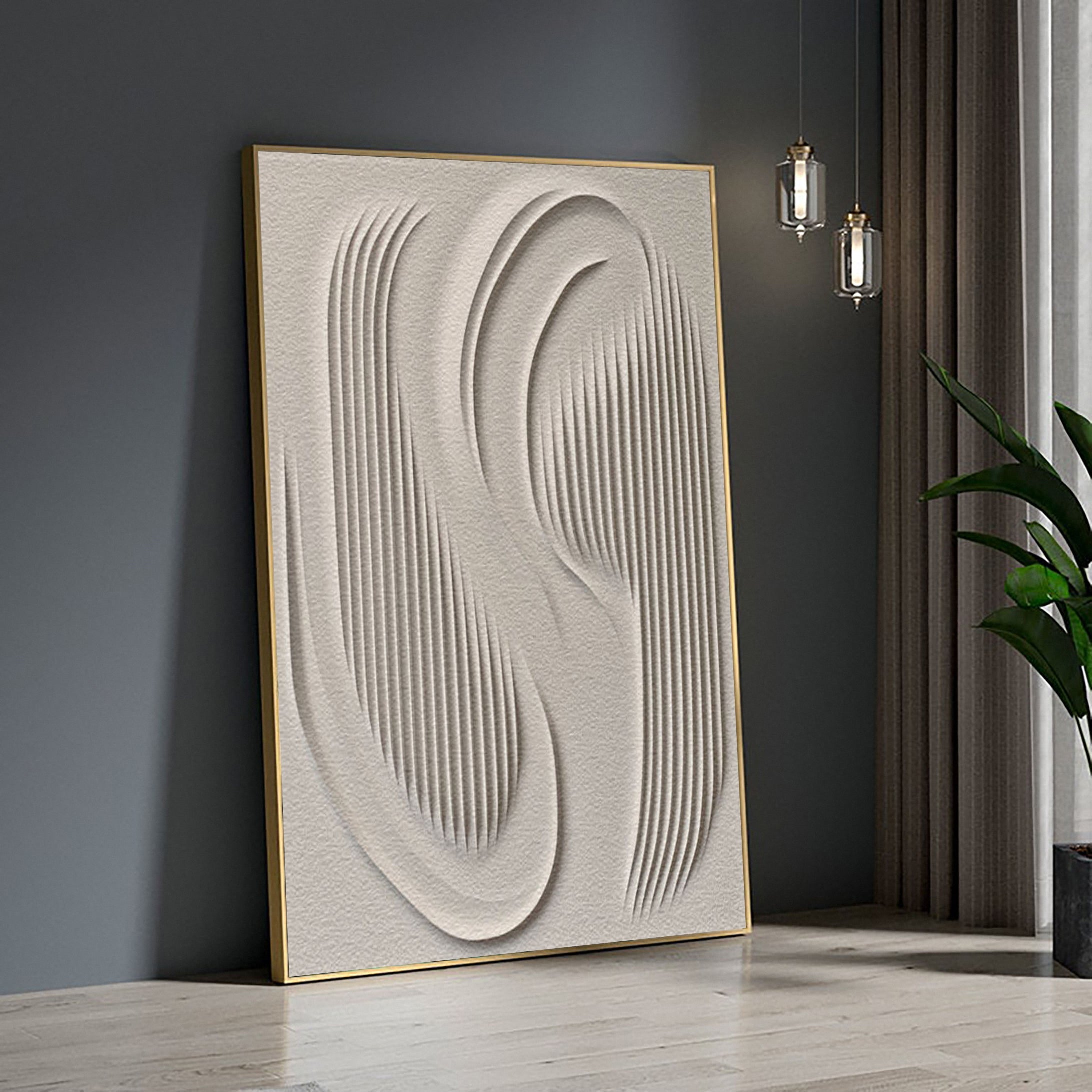 3D Textured Wall Art with Organic Waves in Minimalist Neutral Tones #BBM 023