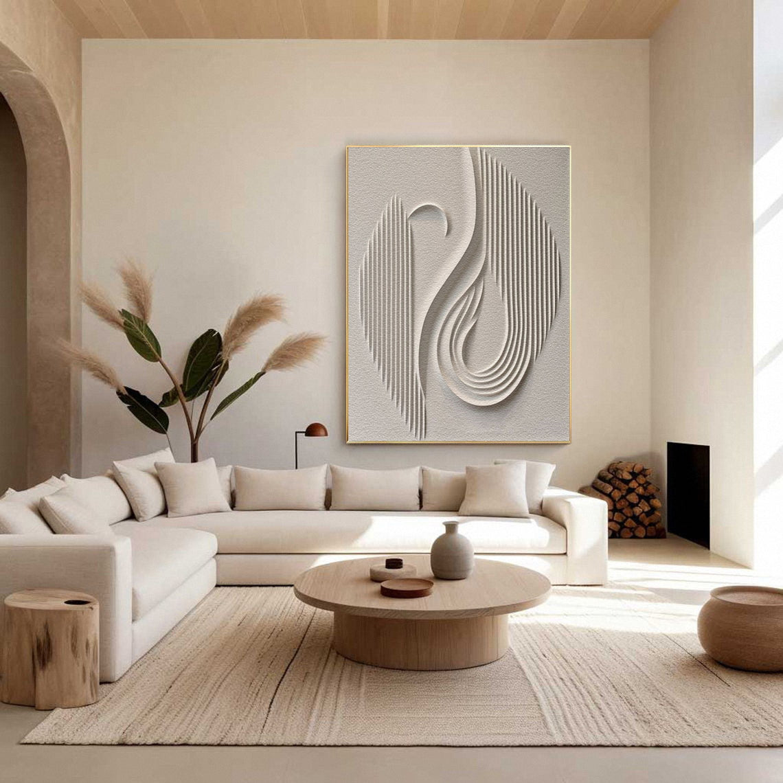 Large 3D Minimalist Abstract Canvas with Intricate Textured Design #BBM 025