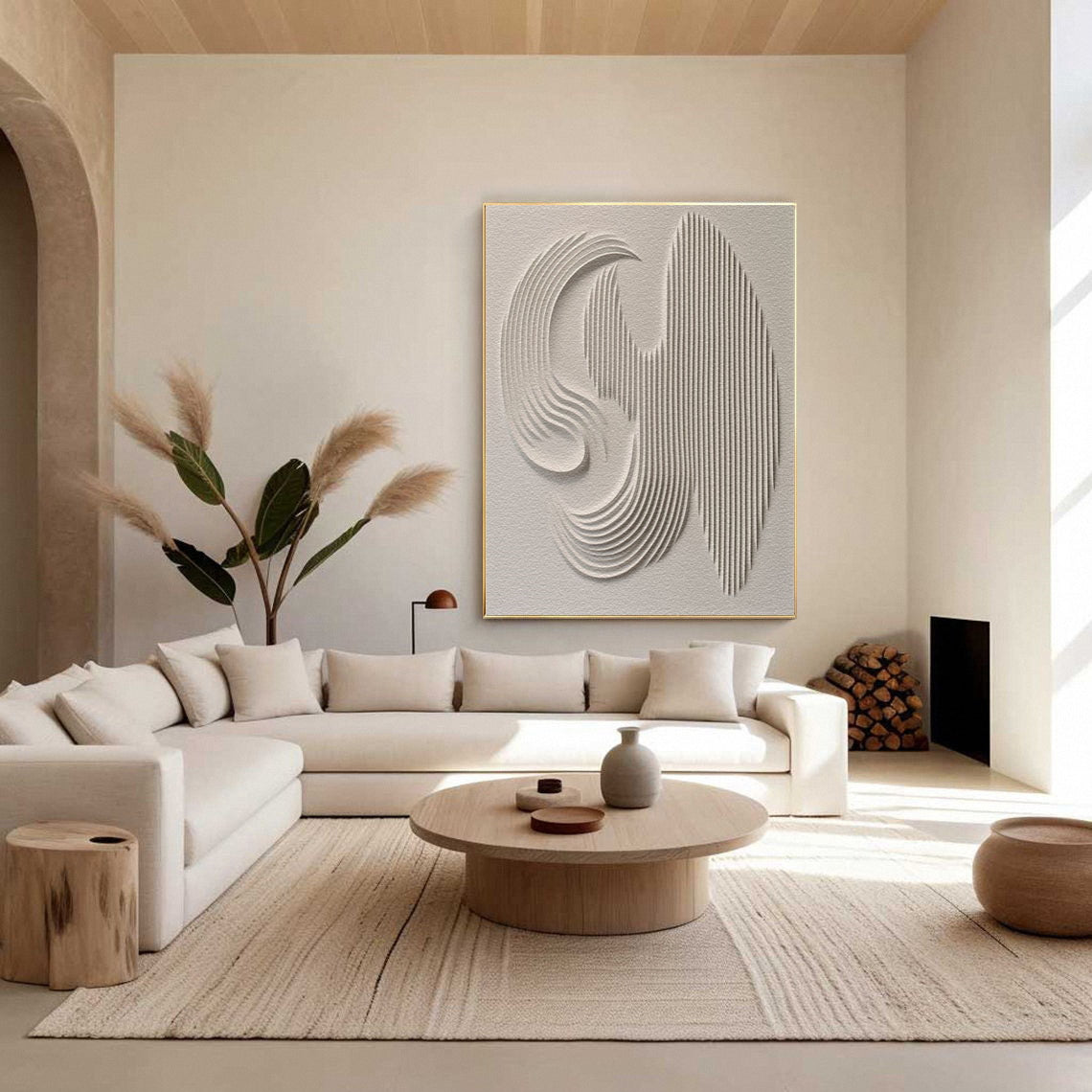3D Textured Wall Art with Organic Waves in Minimalist Neutral Tones #BBM 022