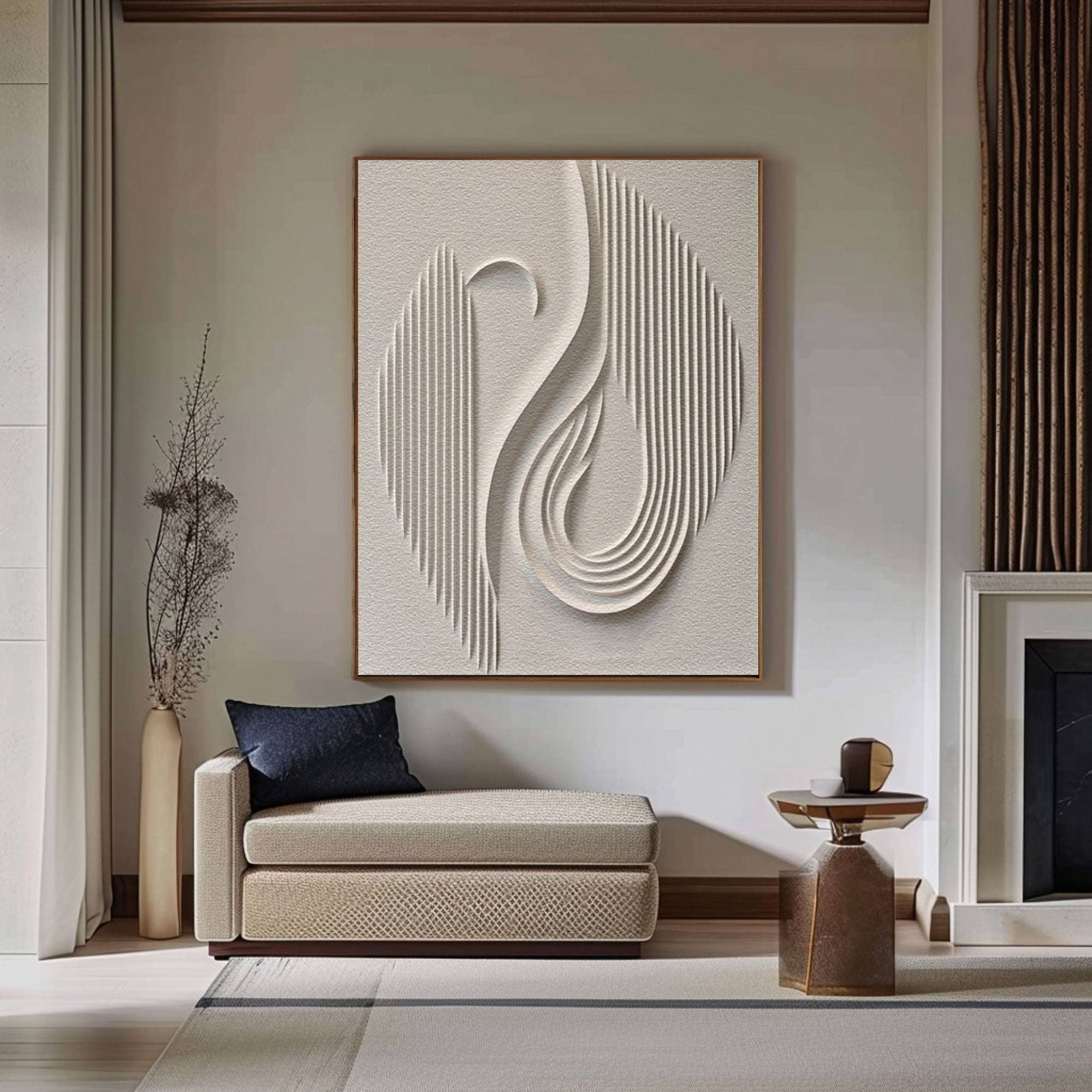 Large 3D Minimalist Abstract Canvas with Intricate Textured Design #BBM 025