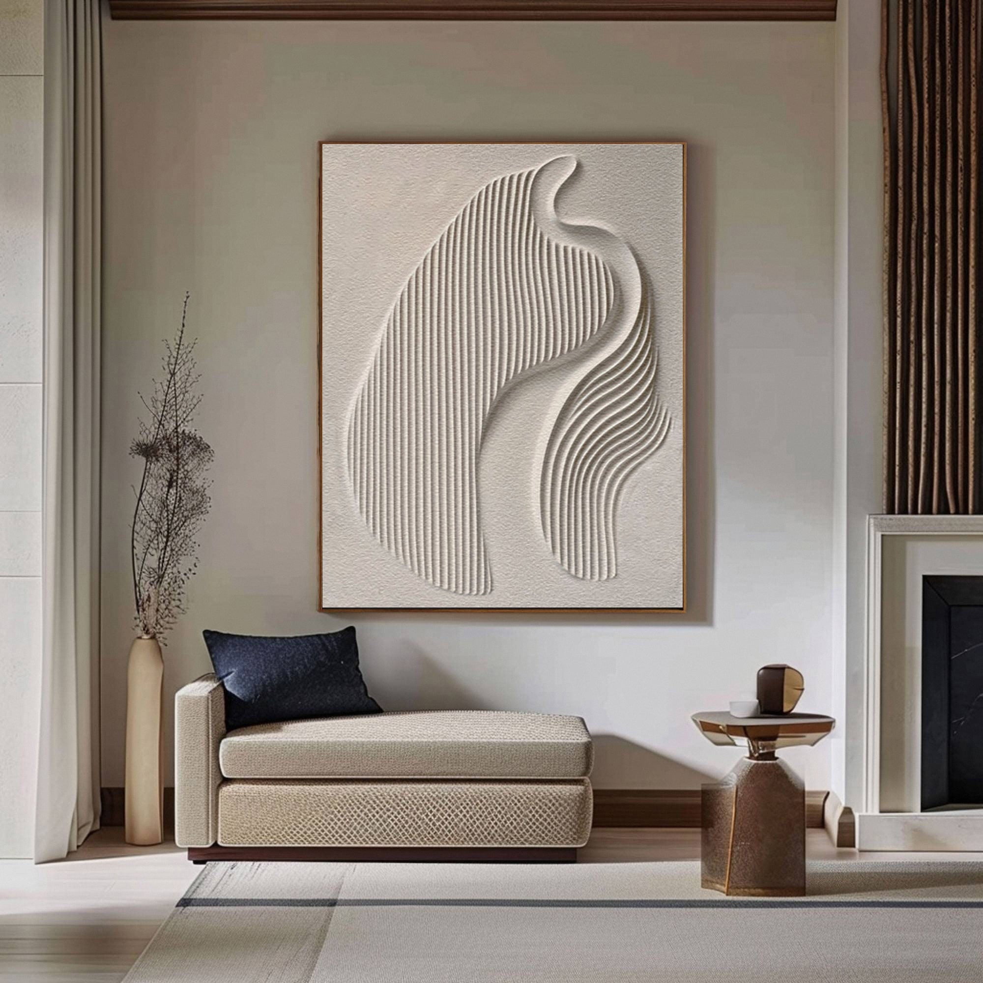 Large 3D Minimalist Abstract Canvas with Intricate Textured Design #BBM 024