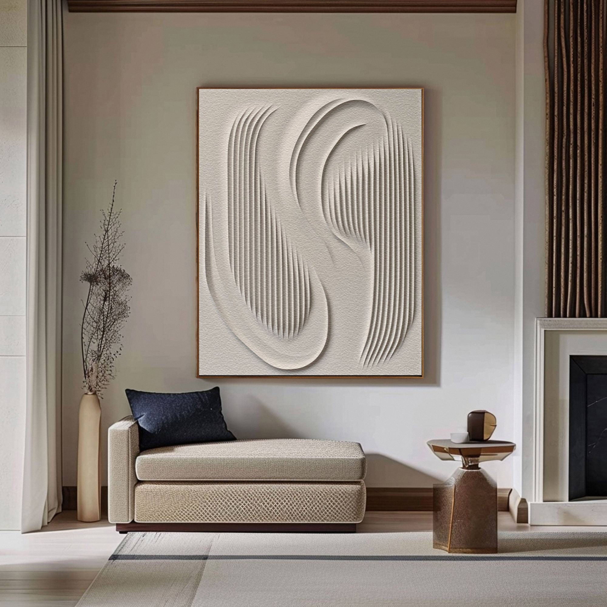 3D Textured Wall Art with Organic Waves in Minimalist Neutral Tones #BBM 023