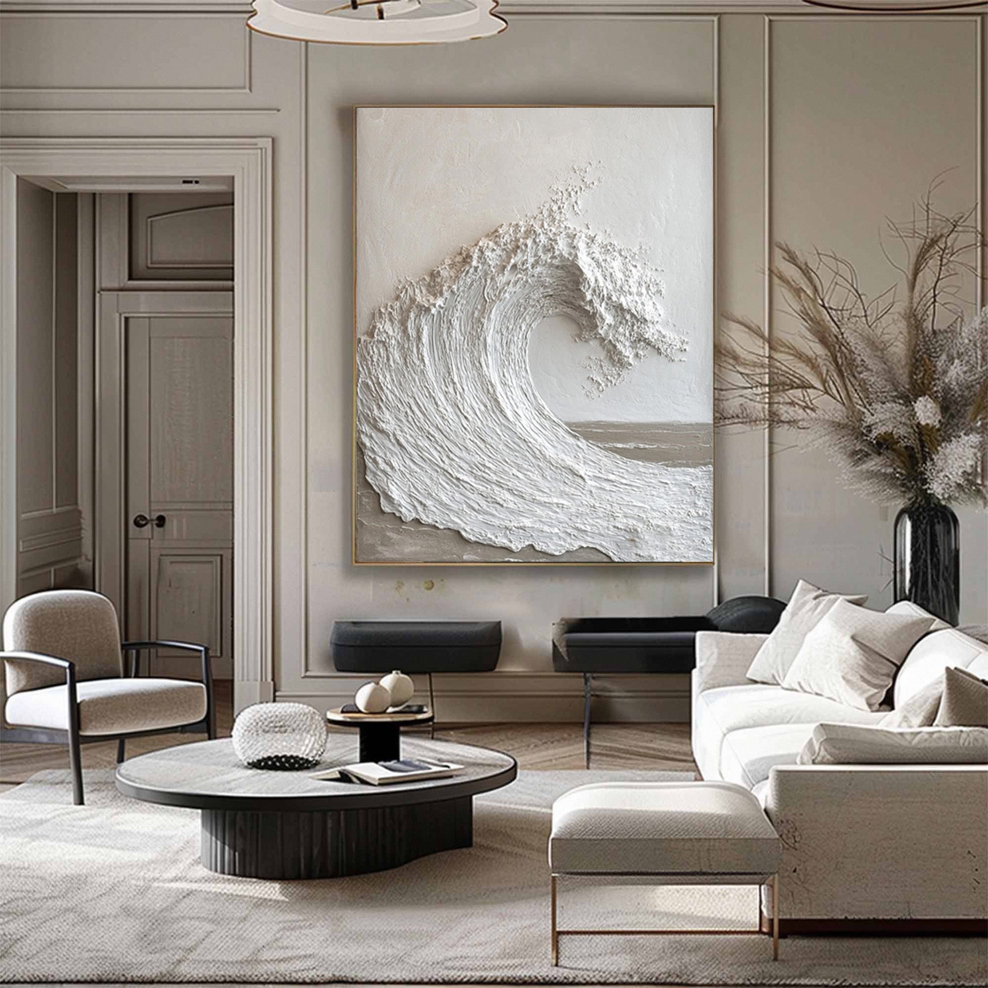 Textured Ocean Wave Art 3D Oil Painting for Modern Home Decor #BBM 036