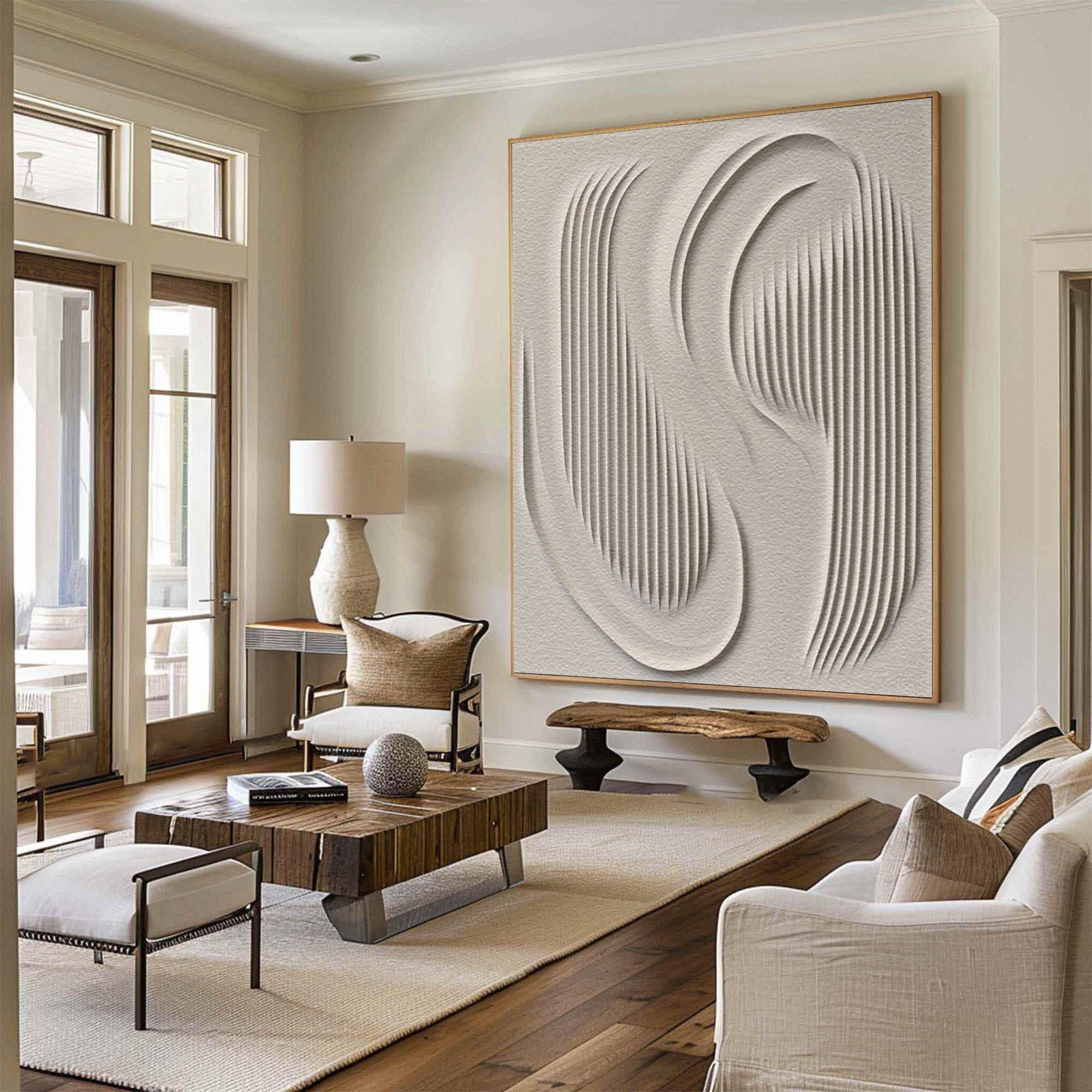3D Textured Wall Art with Organic Waves in Minimalist Neutral Tones #BBM 023