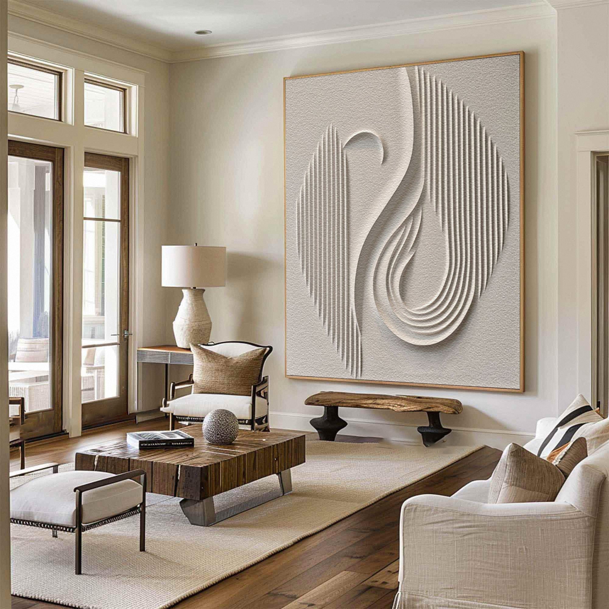 Large 3D Minimalist Abstract Canvas with Intricate Textured Design #BBM 025