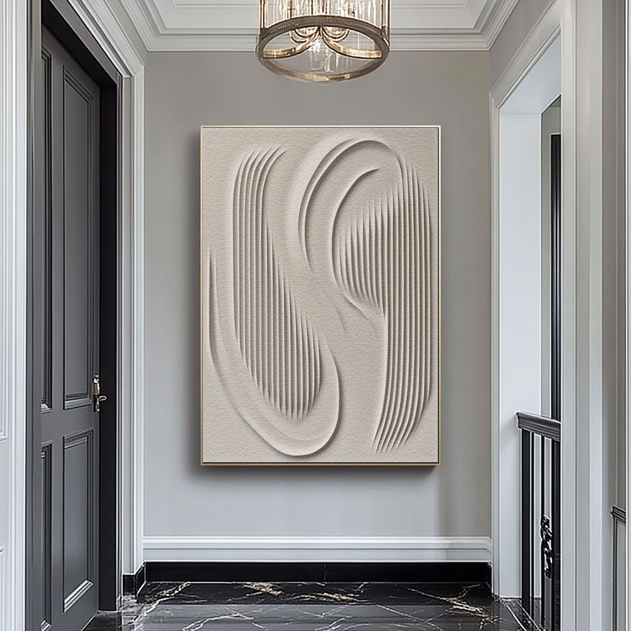 3D Textured Wall Art with Organic Waves in Minimalist Neutral Tones #BBM 023