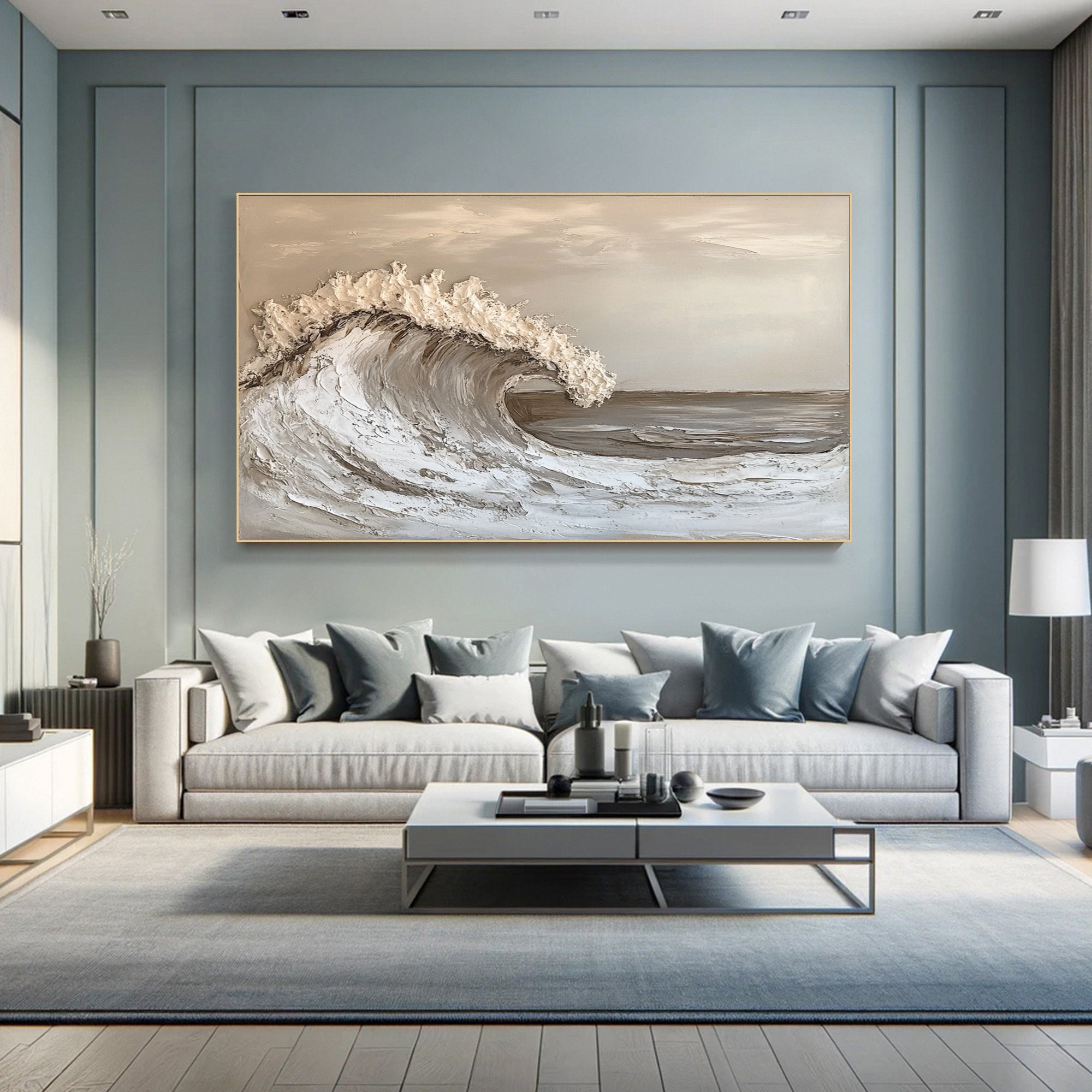 Modern Nature Inspired Wall Art Textured Wave Oil Painting #BBM 033