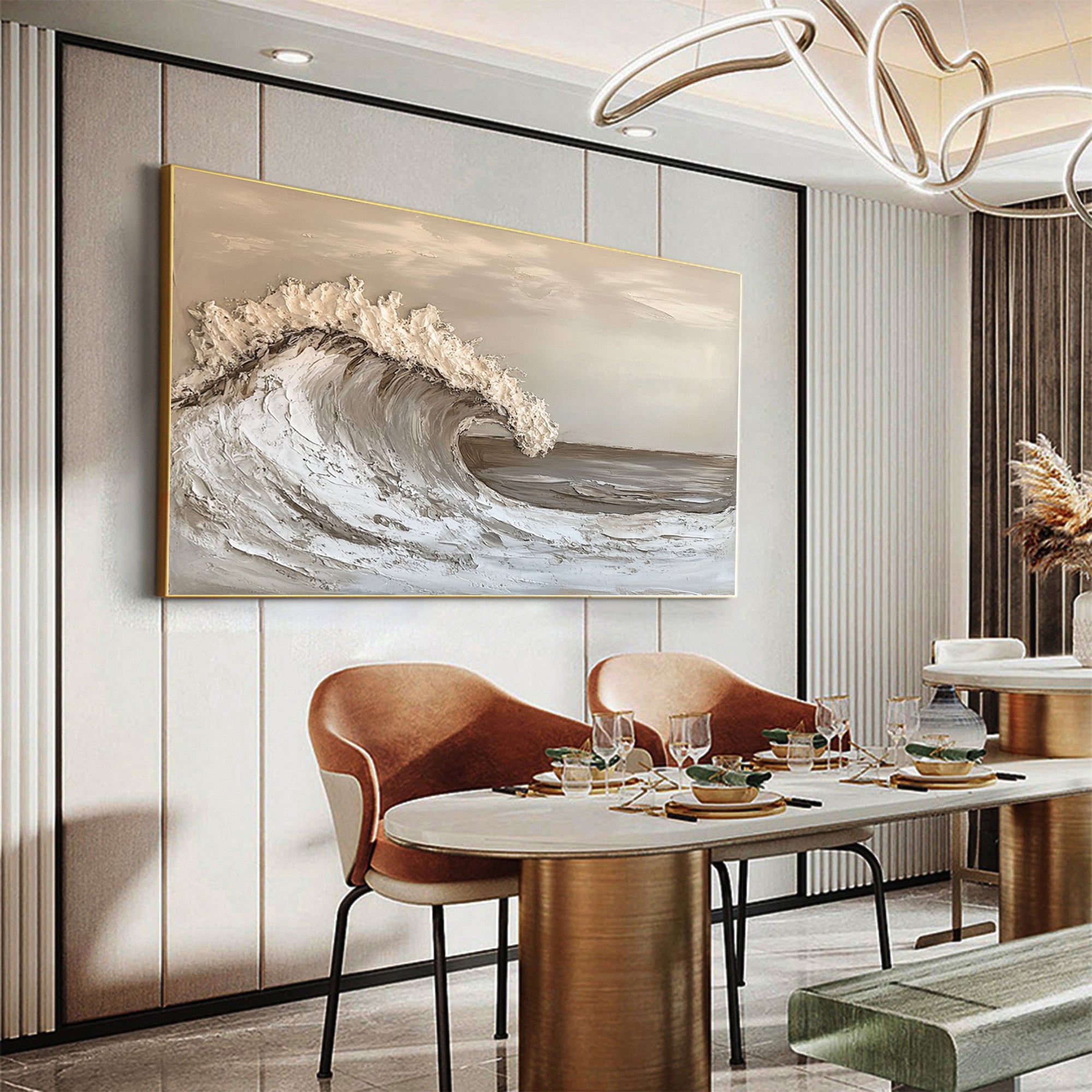 Modern Nature Inspired Wall Art Textured Wave Oil Painting #BBM 033