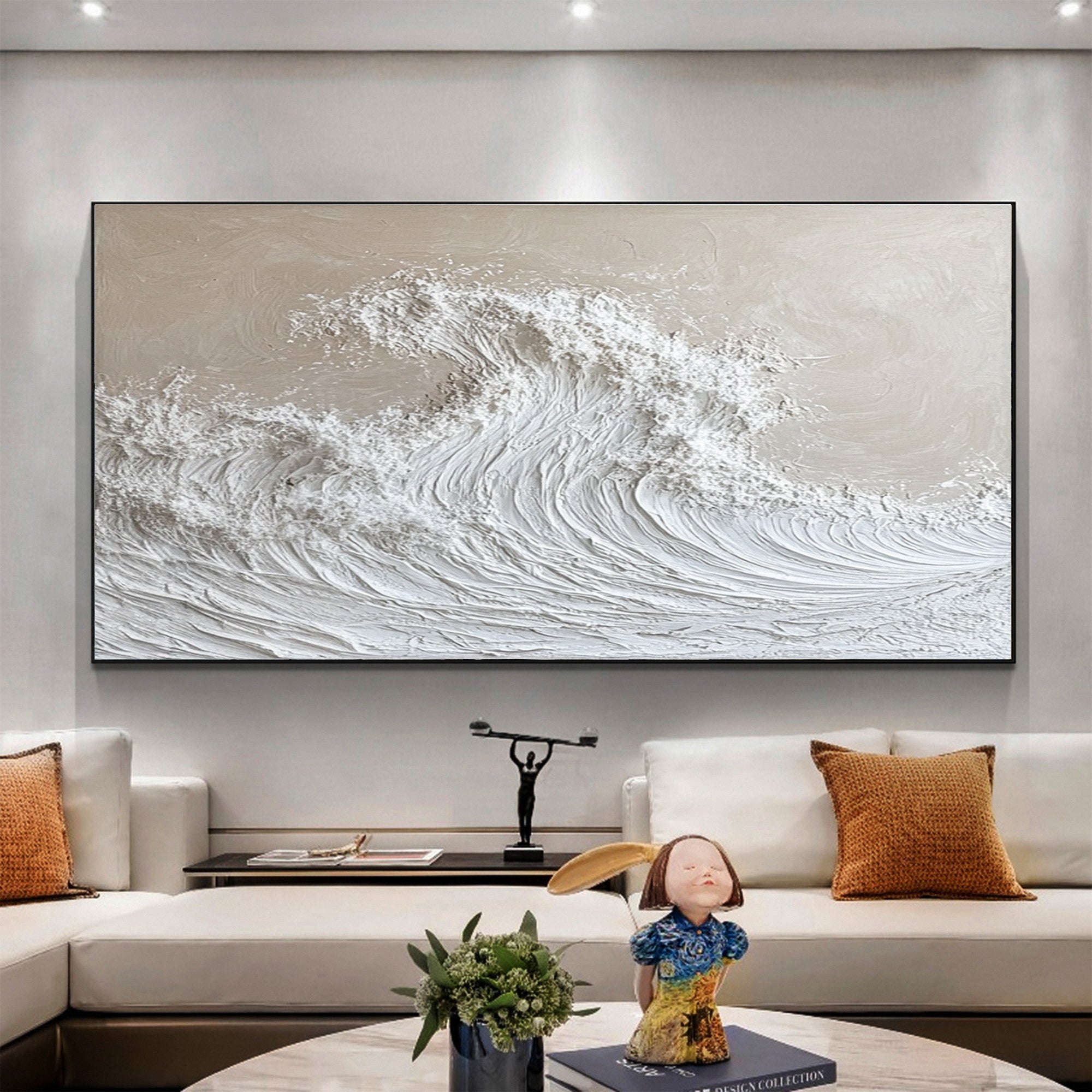 Modern Nature Inspired Wall Art Textured Wave Oil Painting #BBM 031