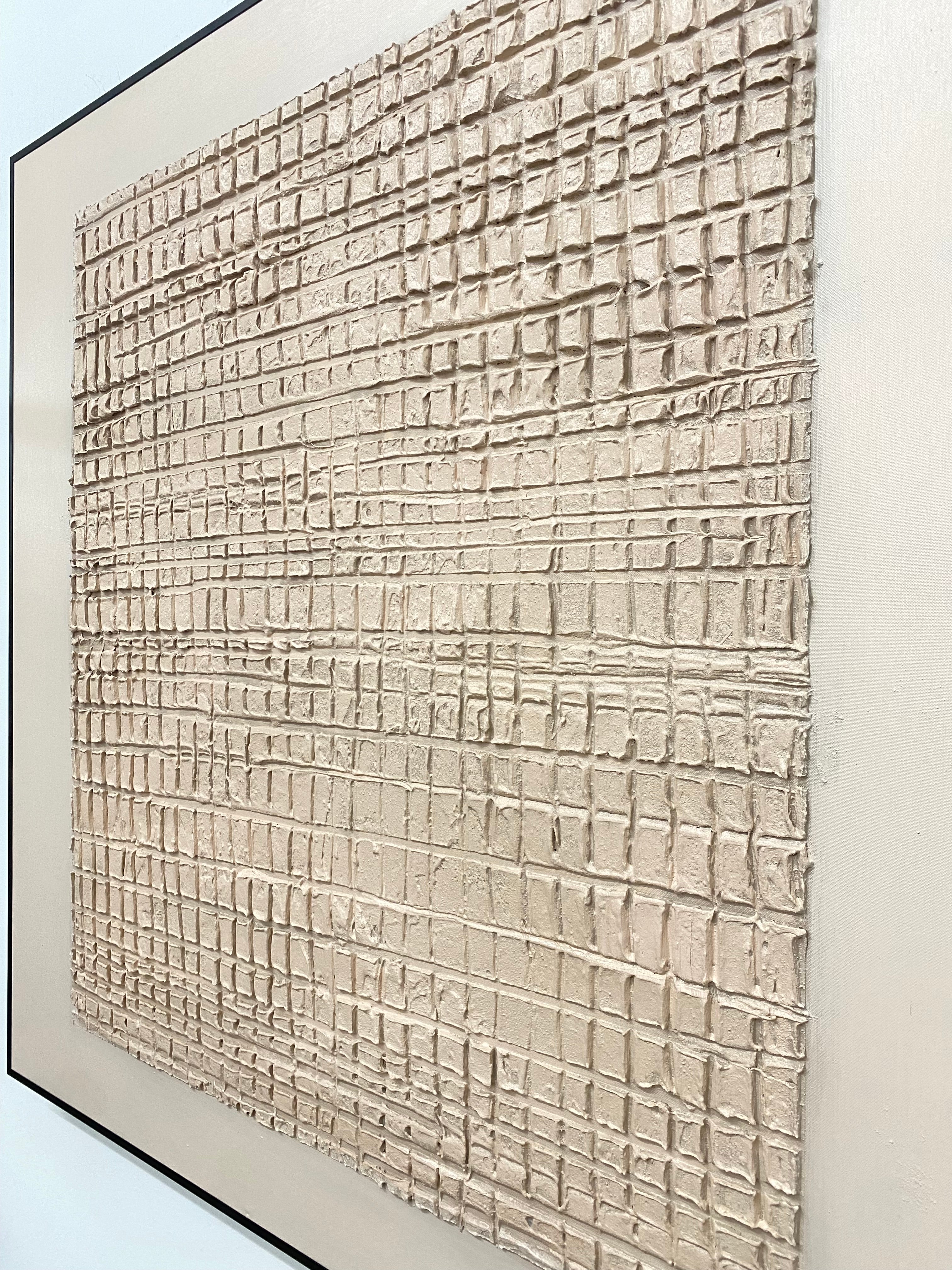 Modern Beige Grid Texture Wabi Sabi Wall Art #WS 016