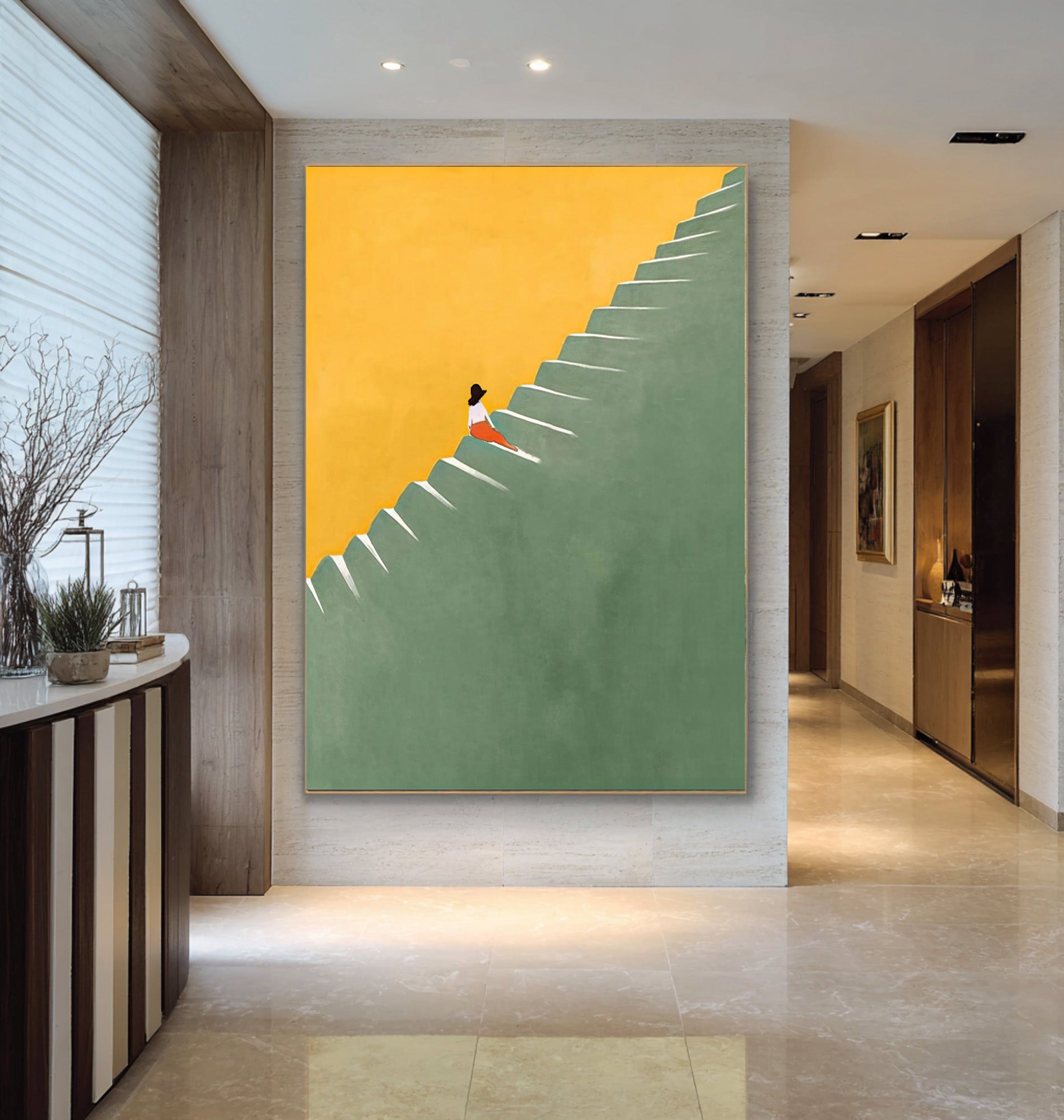 Large Abstract Oil Painting Minimalist Figure Art, Modern Statement Wall Art for Interior | ArtvistaGallery #WGA 011