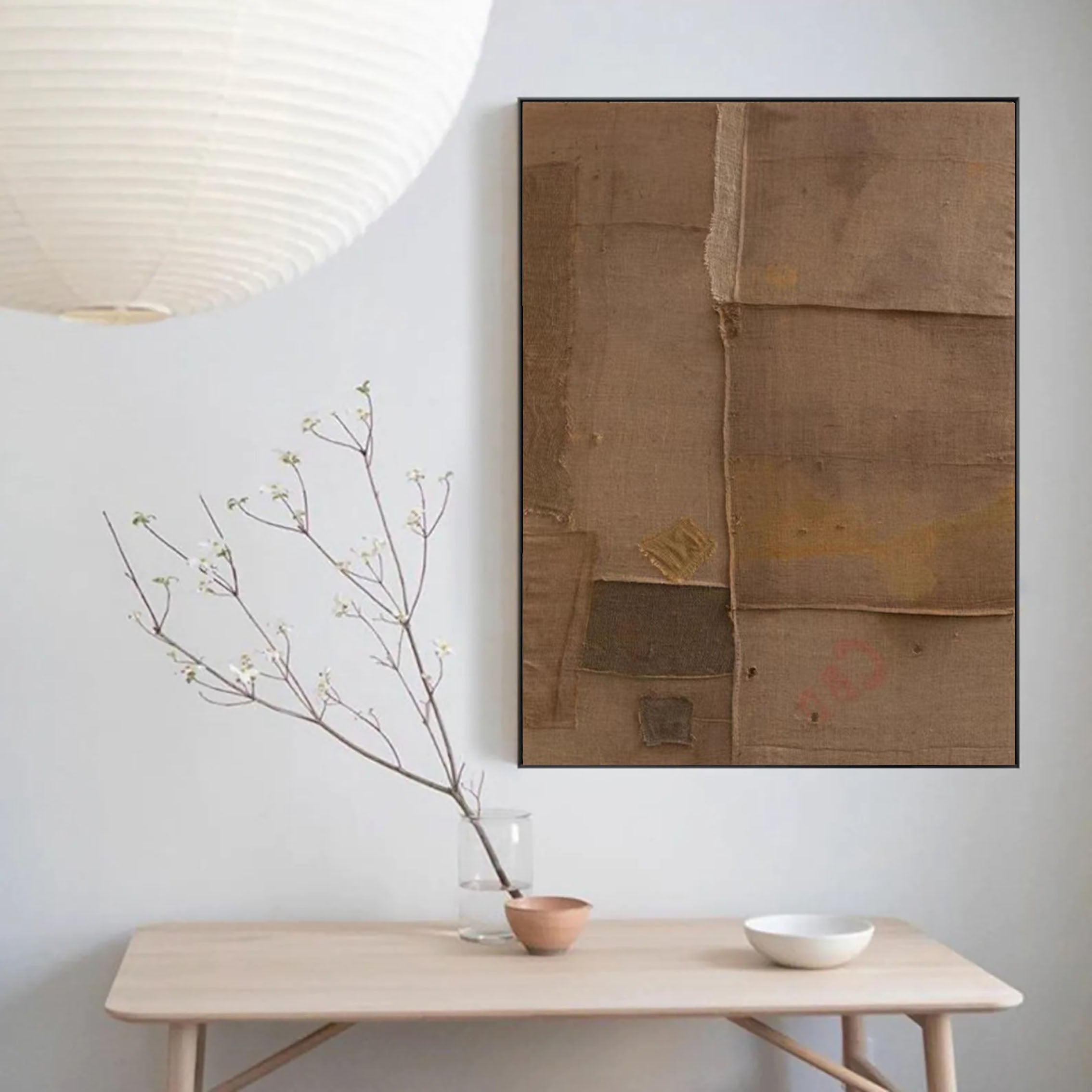 Beige & Brown Abstract Painting #LL 021