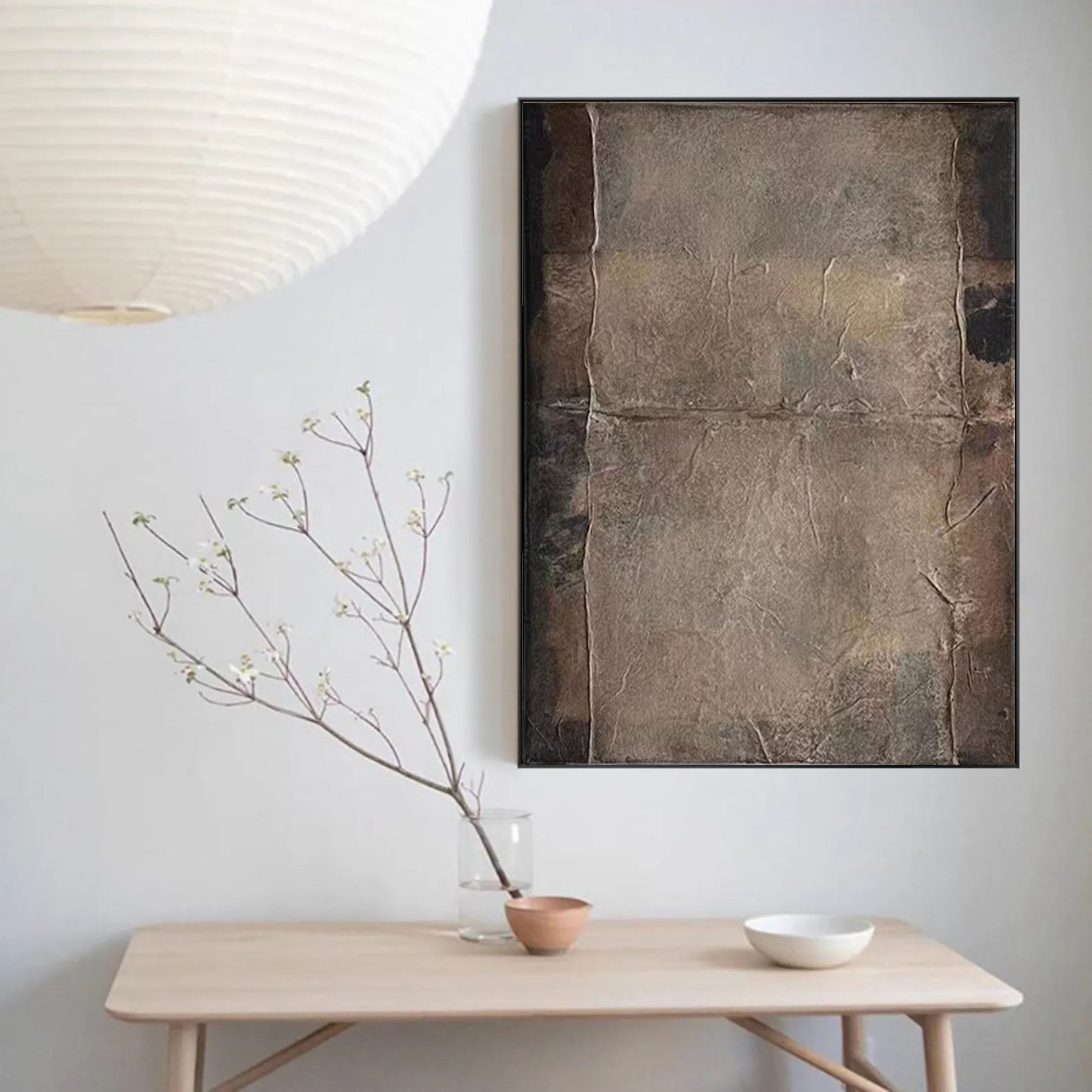 Beige & Brown Abstract Painting #LL 017