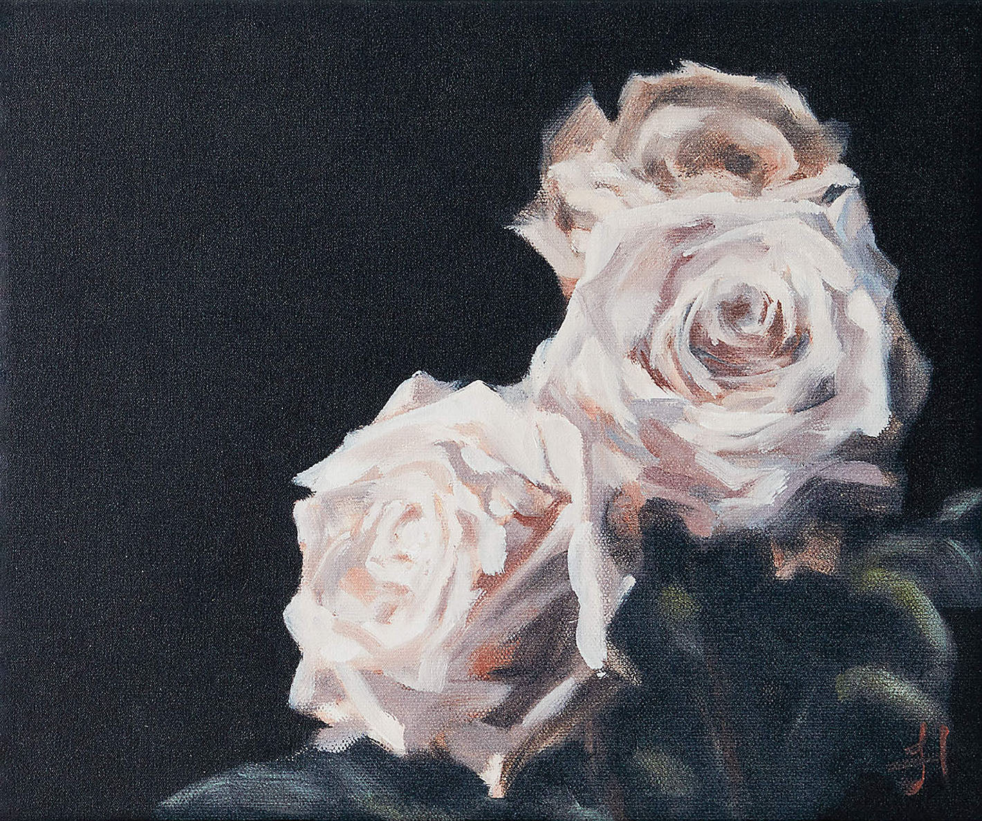 Light Roses on Dark, Contemporary Wall Art #BGA 065