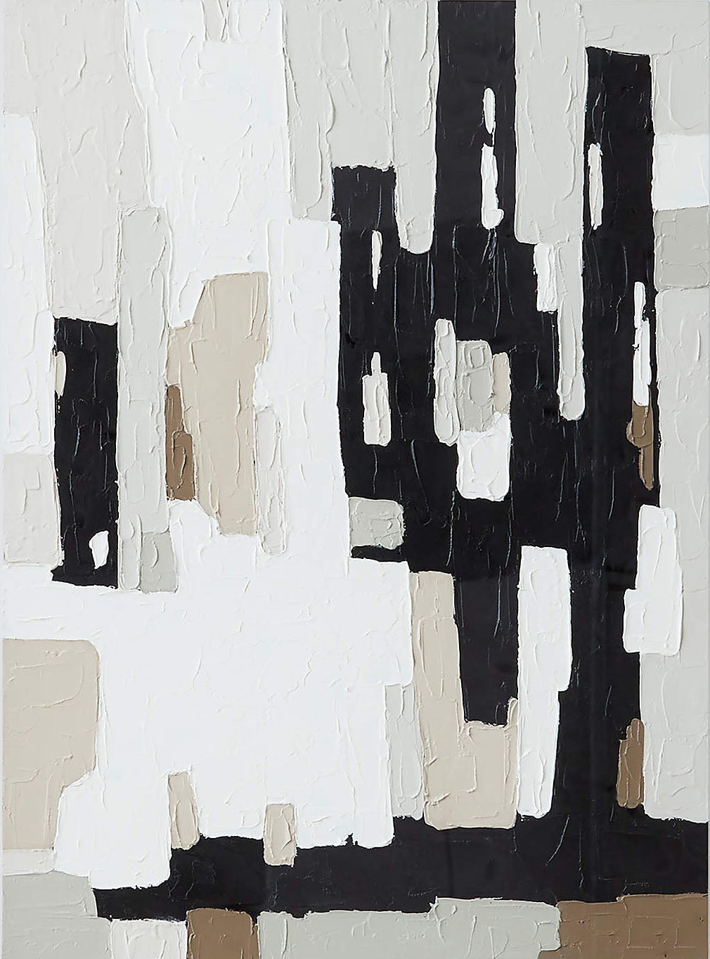 Abstract Geometric Painting With Black, White And Beige #BGA 039
