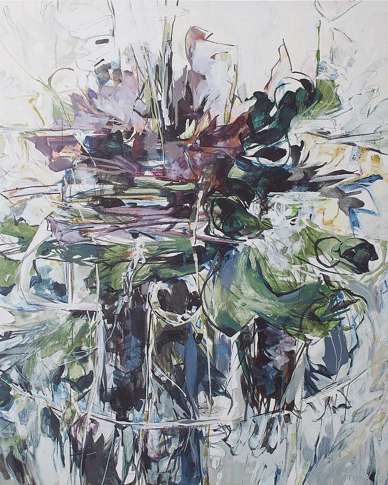 Abstract Expressionist Painting, Dark Central Form #CWA 014