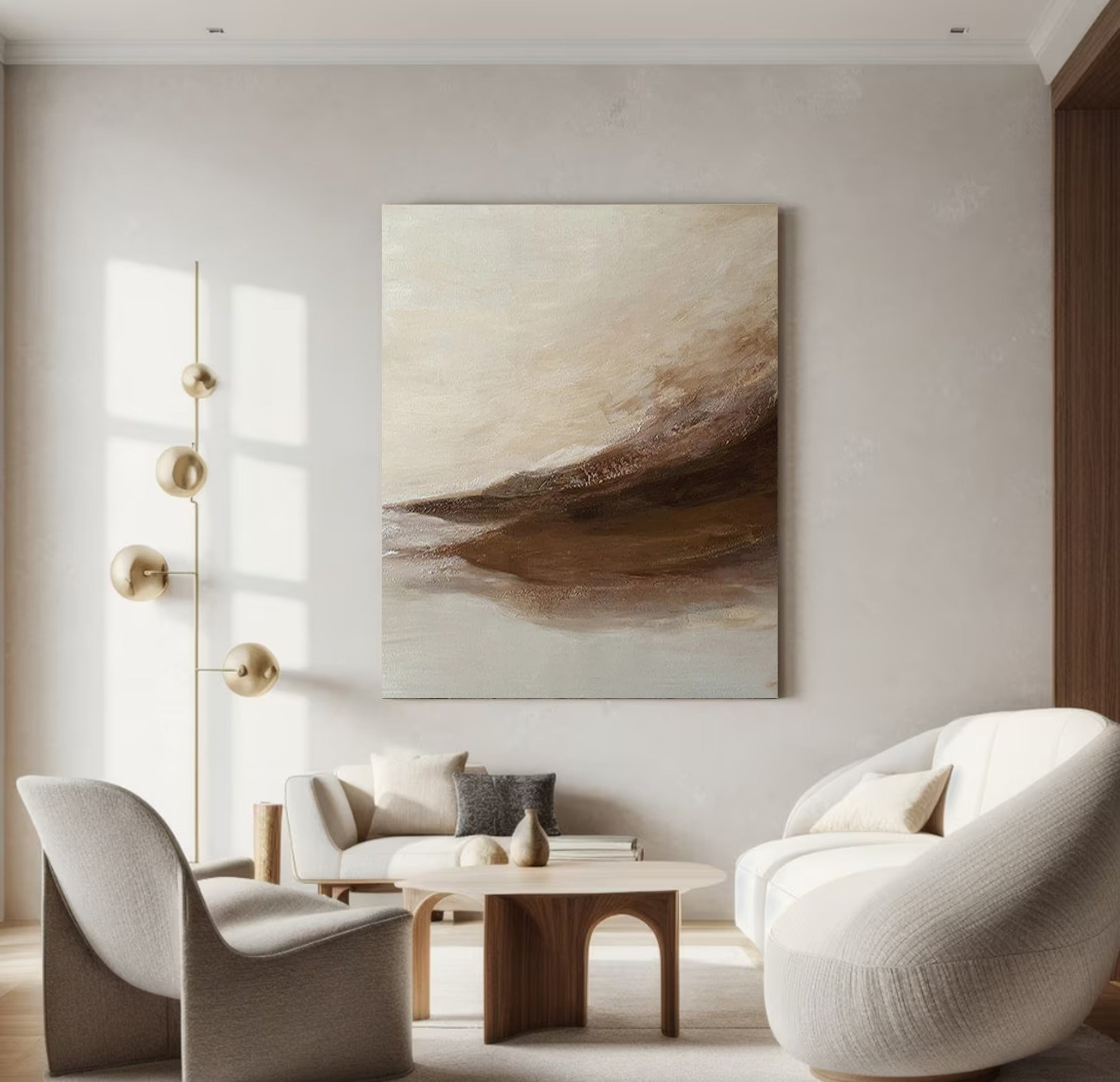 Beige Drift: Abstract Movement Art, Neutral Palette Canvas #BGA 128