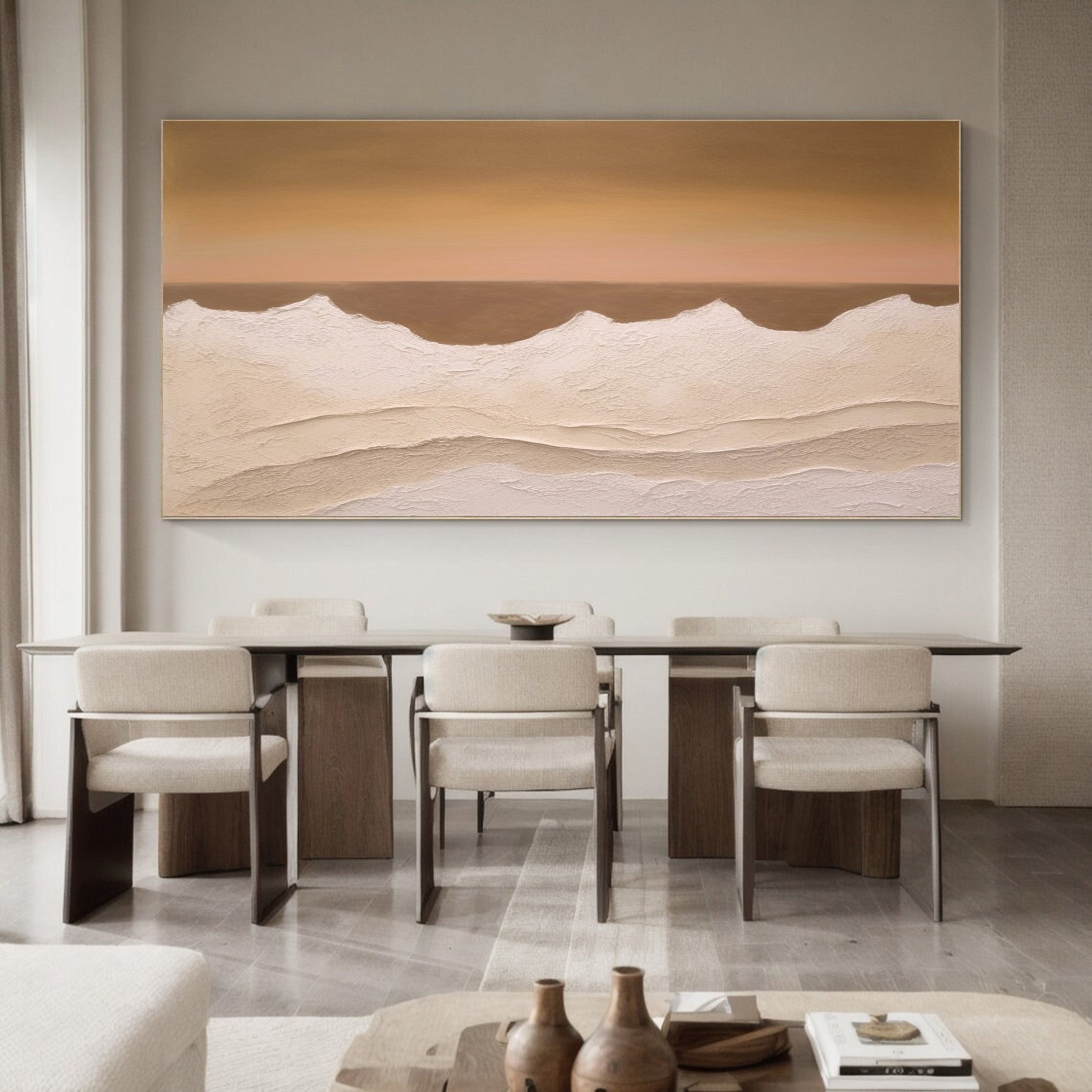Contemporary Abstract with Textured Band, Minimalist Landscape #BGA 171