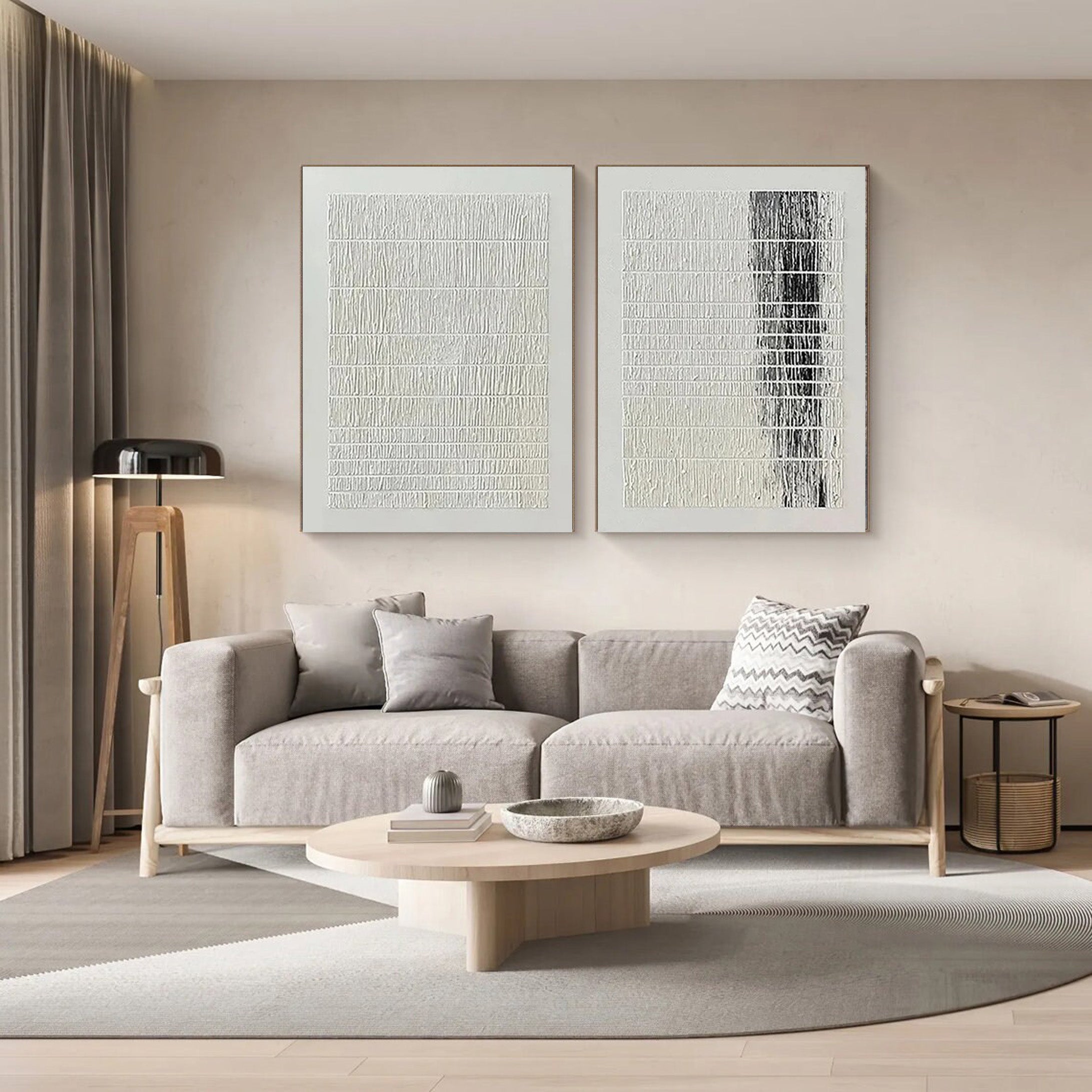 Textured Linear Art Set, Minimalist Black & White Design #BGA 134