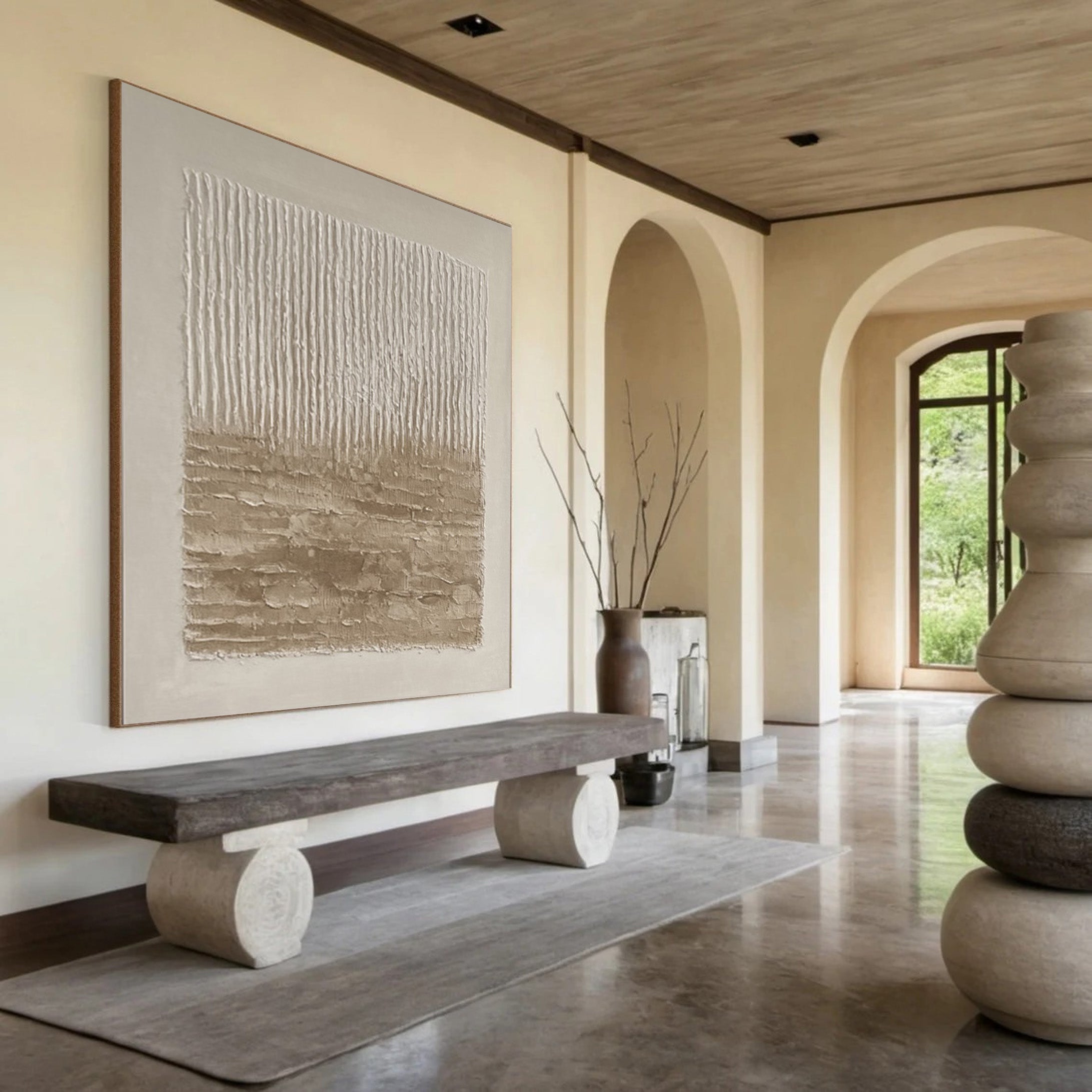 Neutral Impasto with Vertical Striations and Earthy Horizon #BGA 196