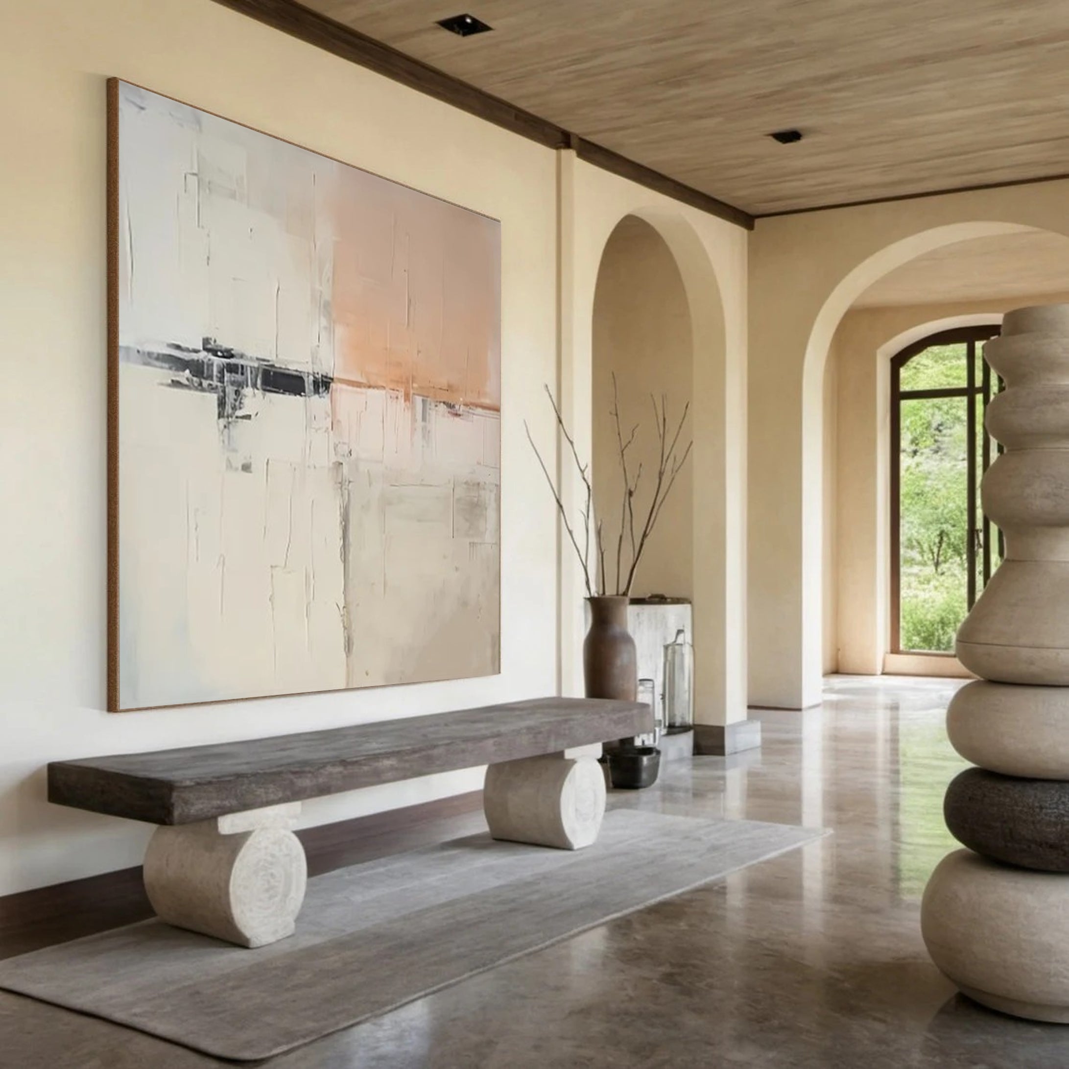 Abstract Beige & Peach Art, Minimalist Scandinavian Style #BGA 138