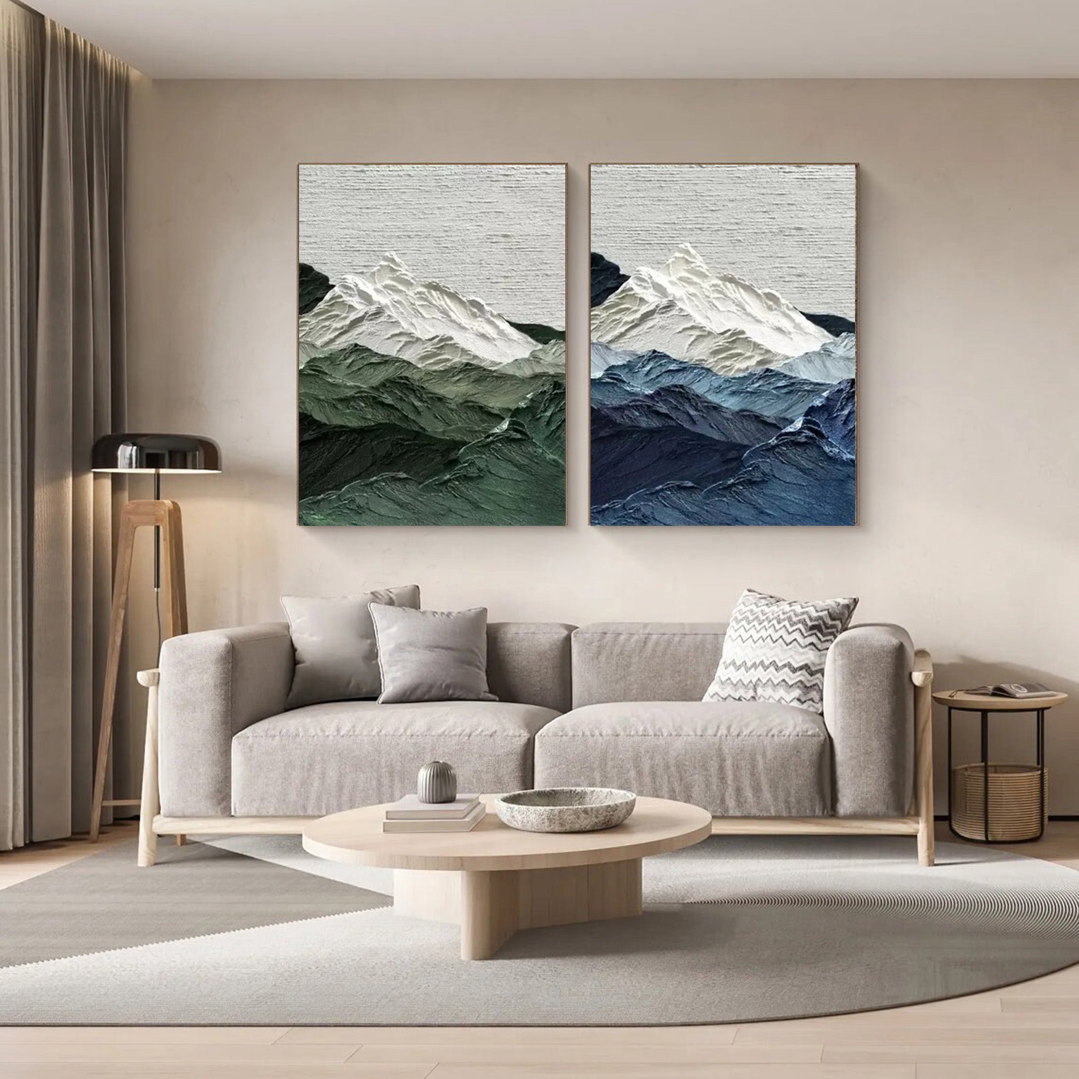 Glacial Peaks: 3D Mountain Range Art, Textured Abstract Set #BGA 131