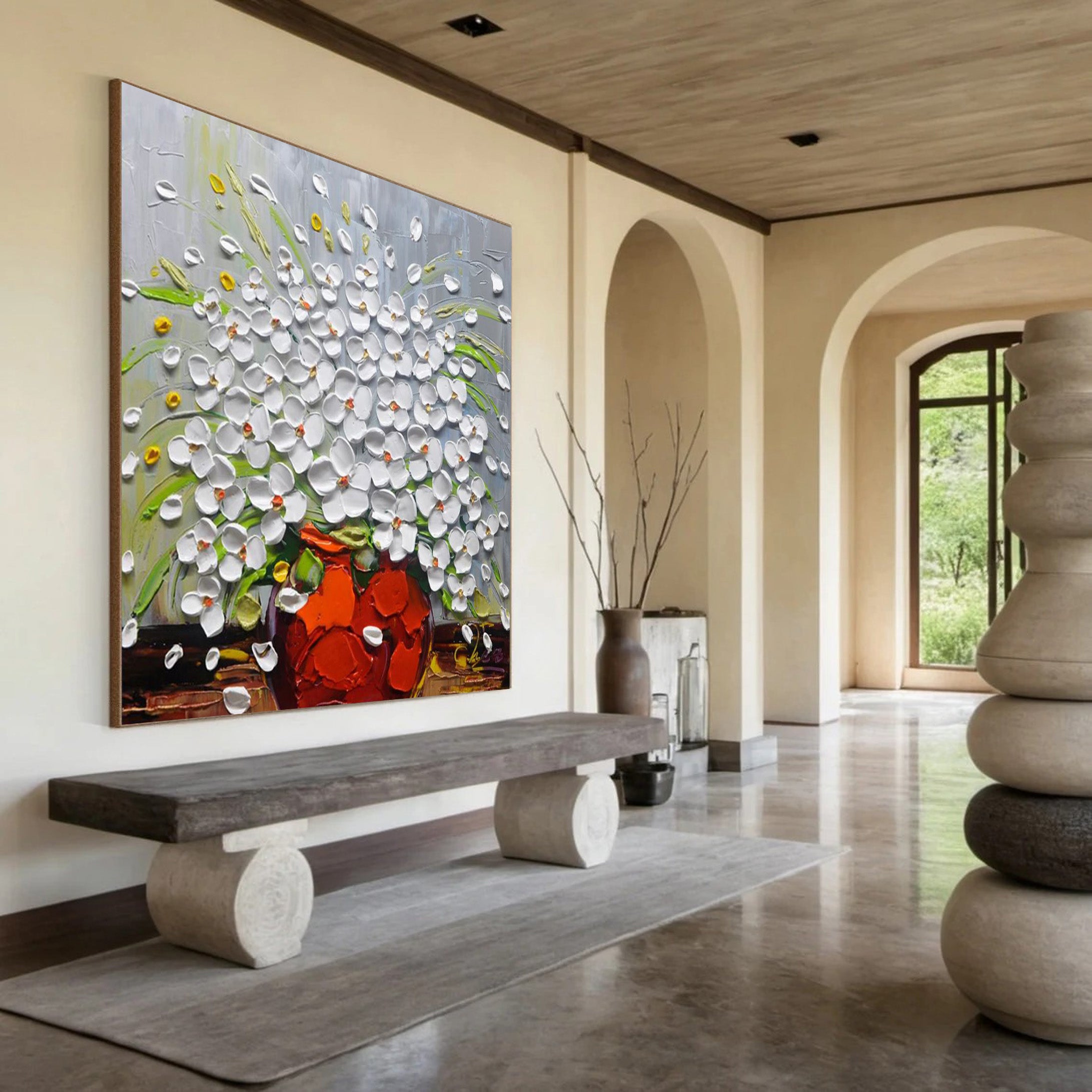 Impasto Garden: Vibrant Textured Flowers, Bold Floral Display #BGA 148