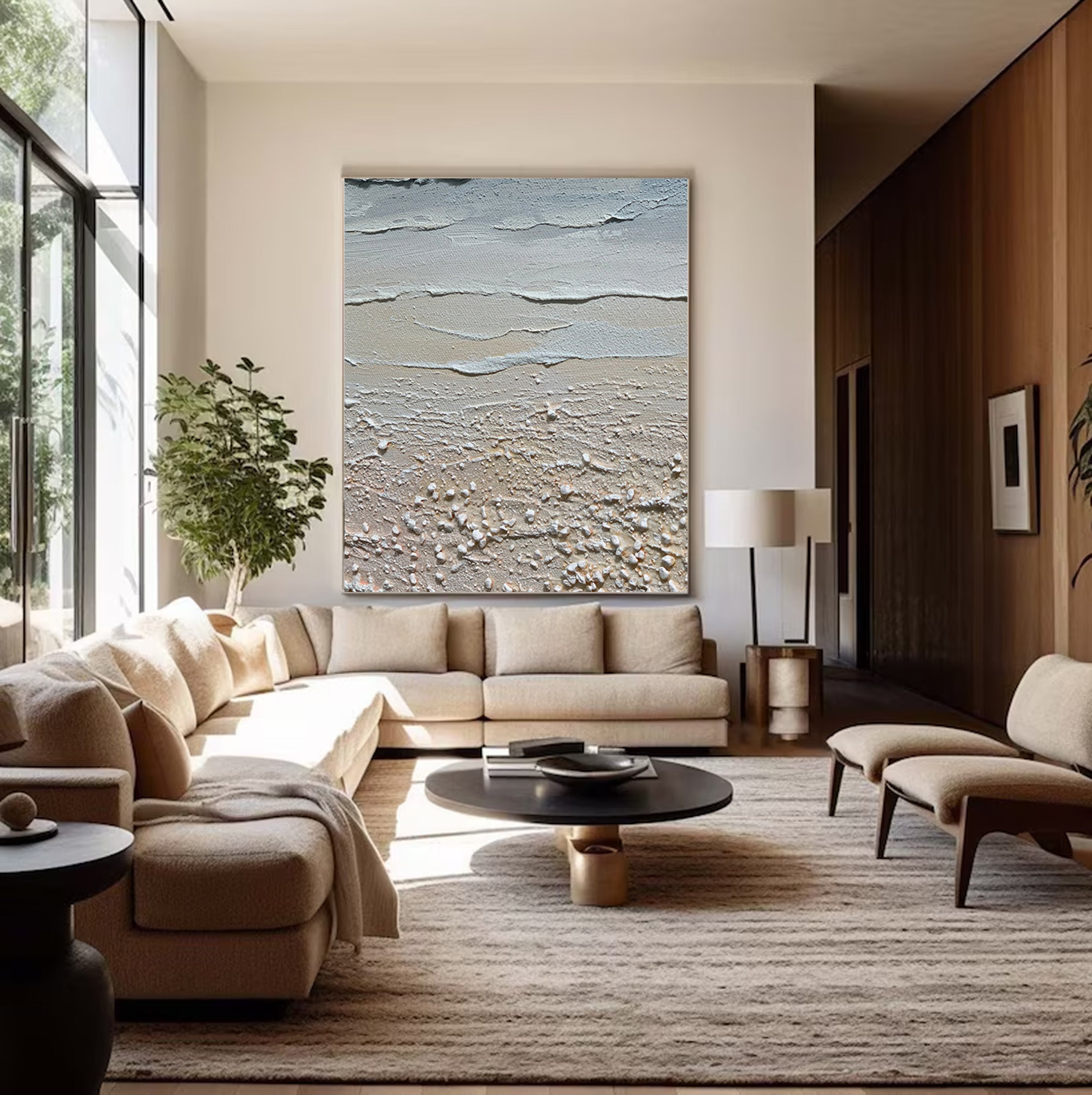 Sandy Shores: Abstract Beach Canvas, Neutral Coastal Decor #BGA 129