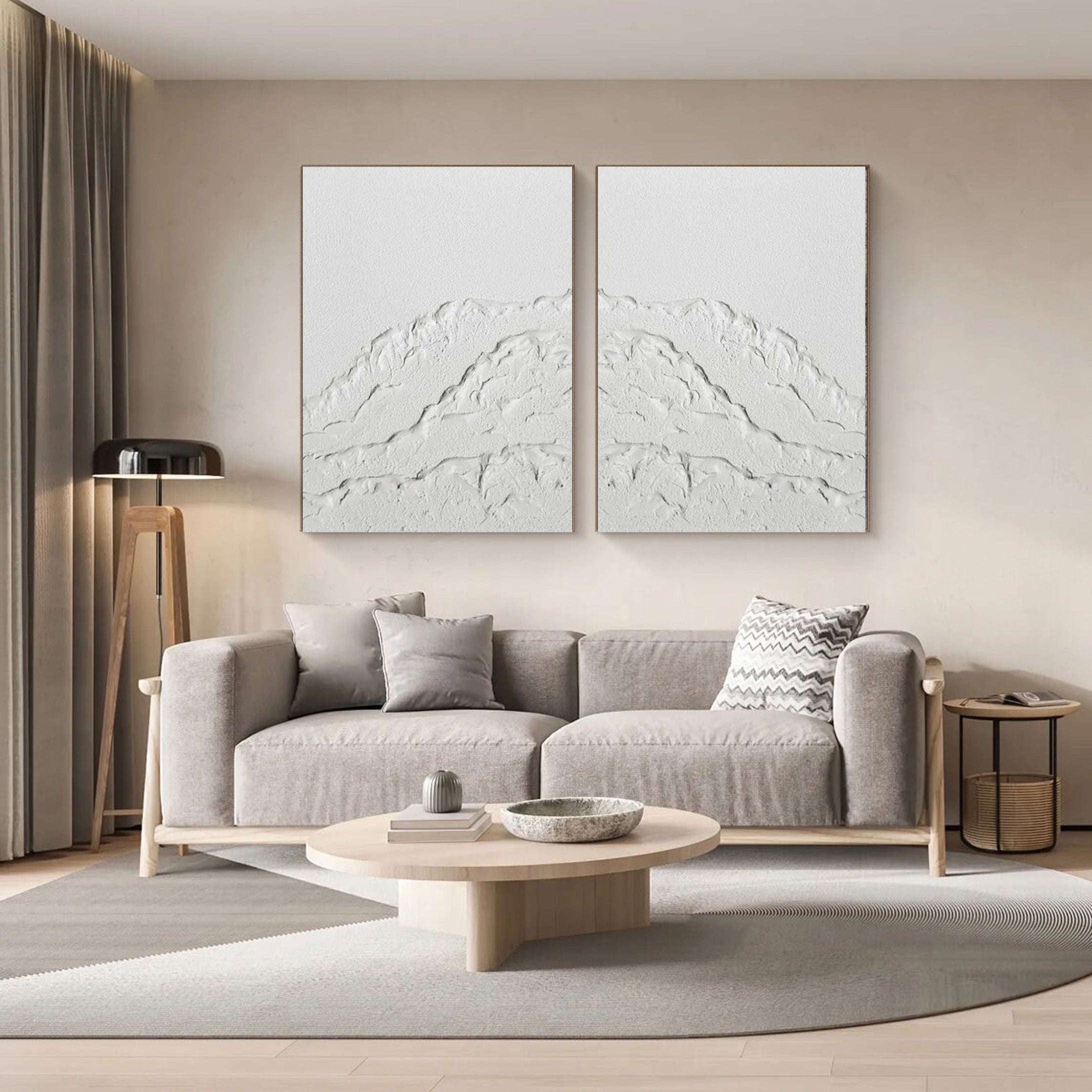 Glacial White Peaks: 3D Mountain Range Set Of 2 Wall Art #BGA 132
