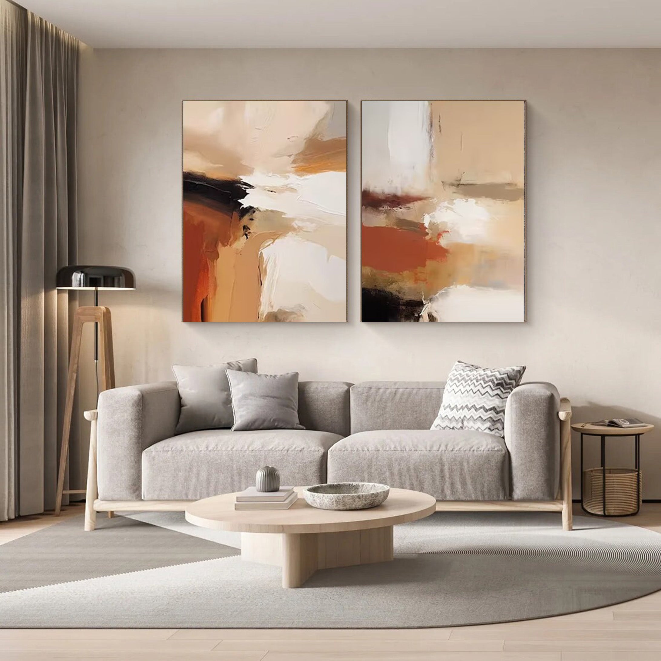 Warm Canvas: Set of 2 Abstract Art, Earthy Palette Design #BGA 130