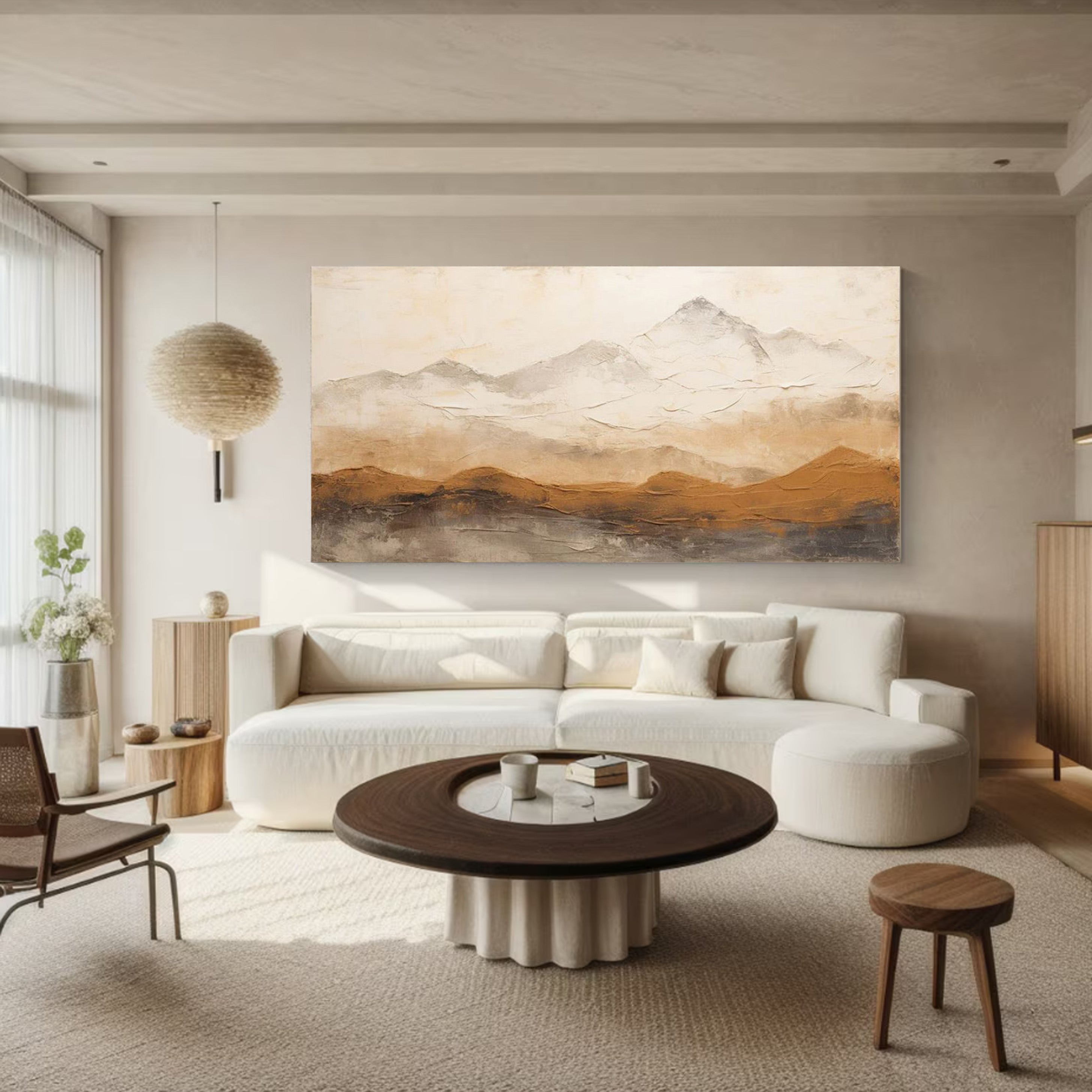 Earthy Peaks: Contemporary Textured Mountain Wall Art #BGA 153