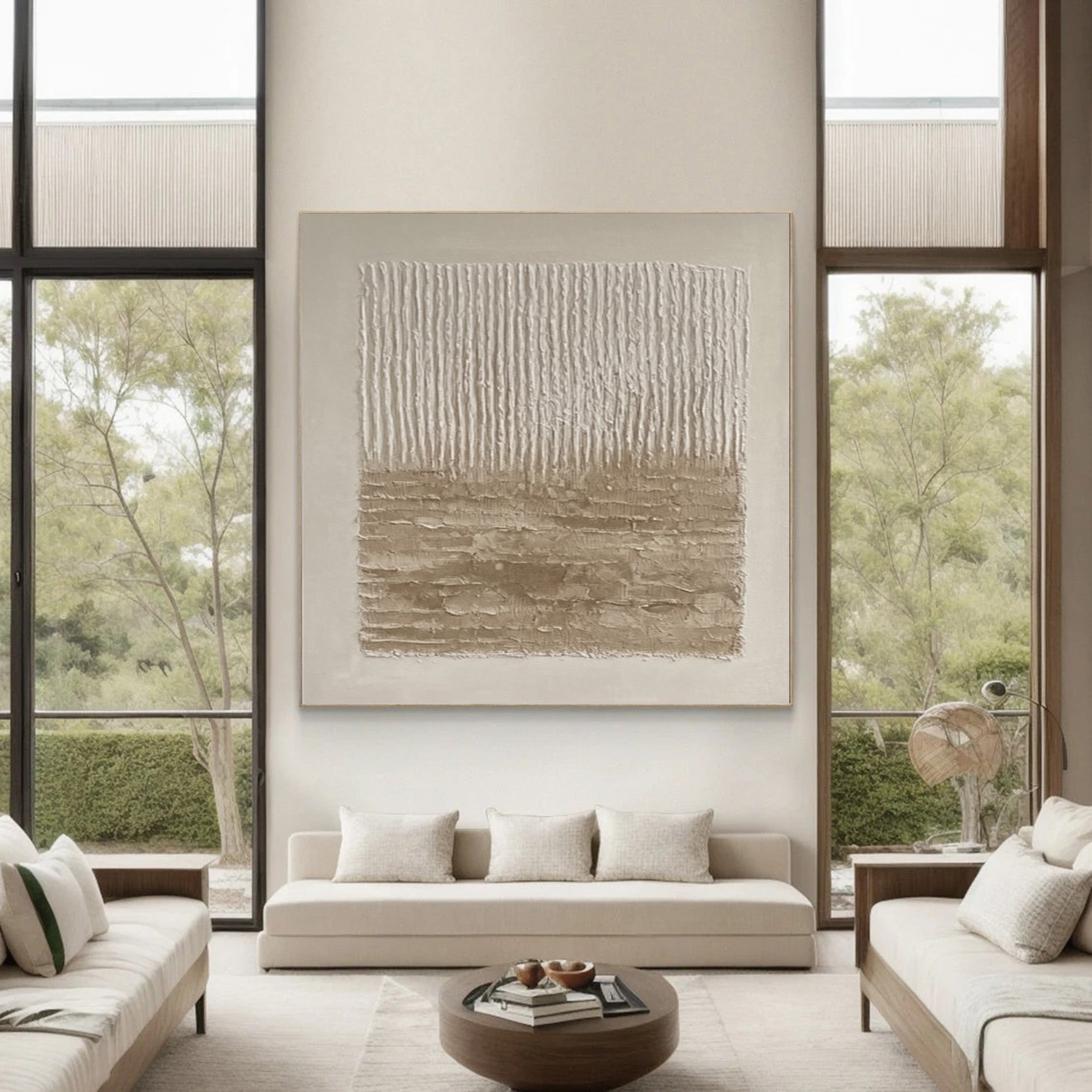 Neutral Impasto with Vertical Striations and Earthy Horizon #BGA 196
