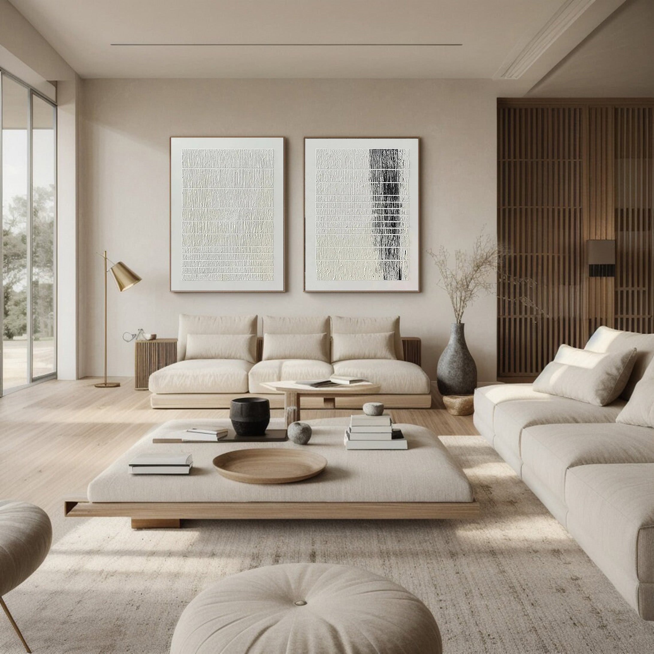 Textured Linear Art Set, Minimalist Black & White Design #BGA 134