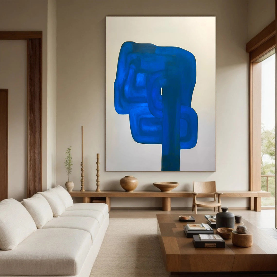 Blue Monolith: Abstract Expressionist, Vibrant Blue Canvas #BGA 119