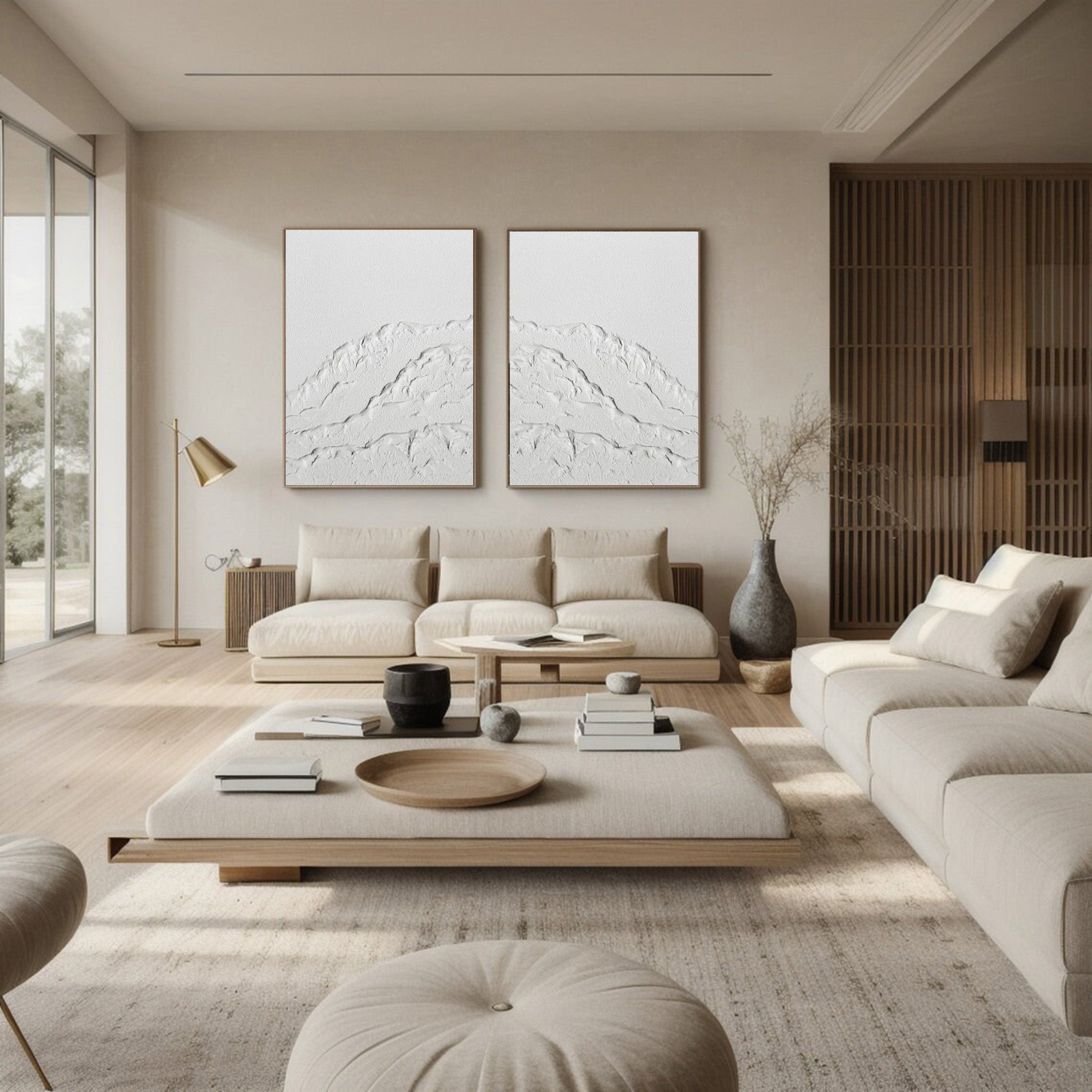 Glacial White Peaks: 3D Mountain Range Set Of 2 Wall Art #BGA 132