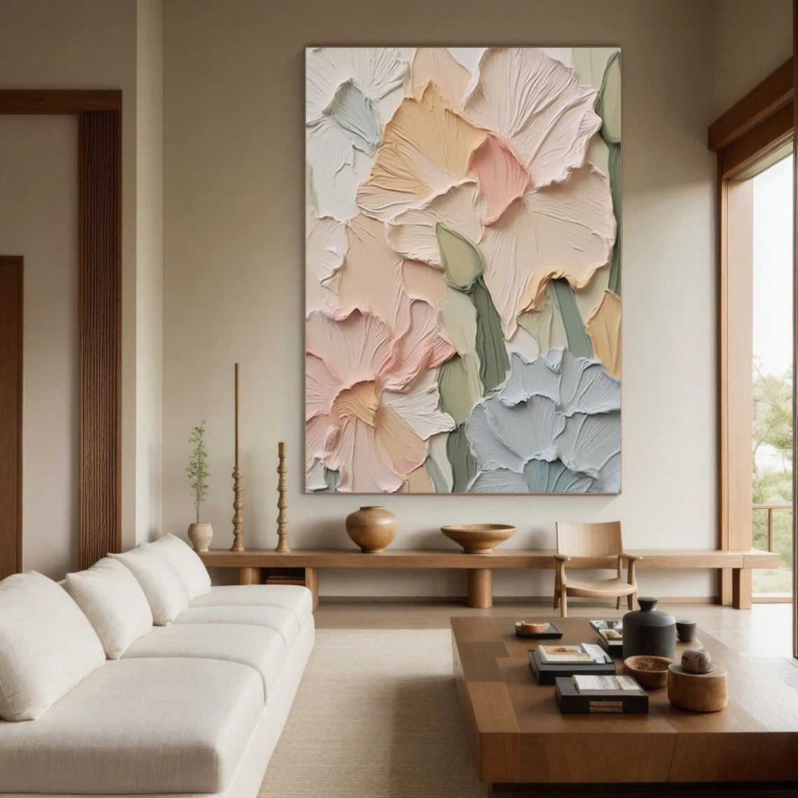 Soft Bloom Relief: 3D Flower Painting, Textured Floral Art #BGA 123