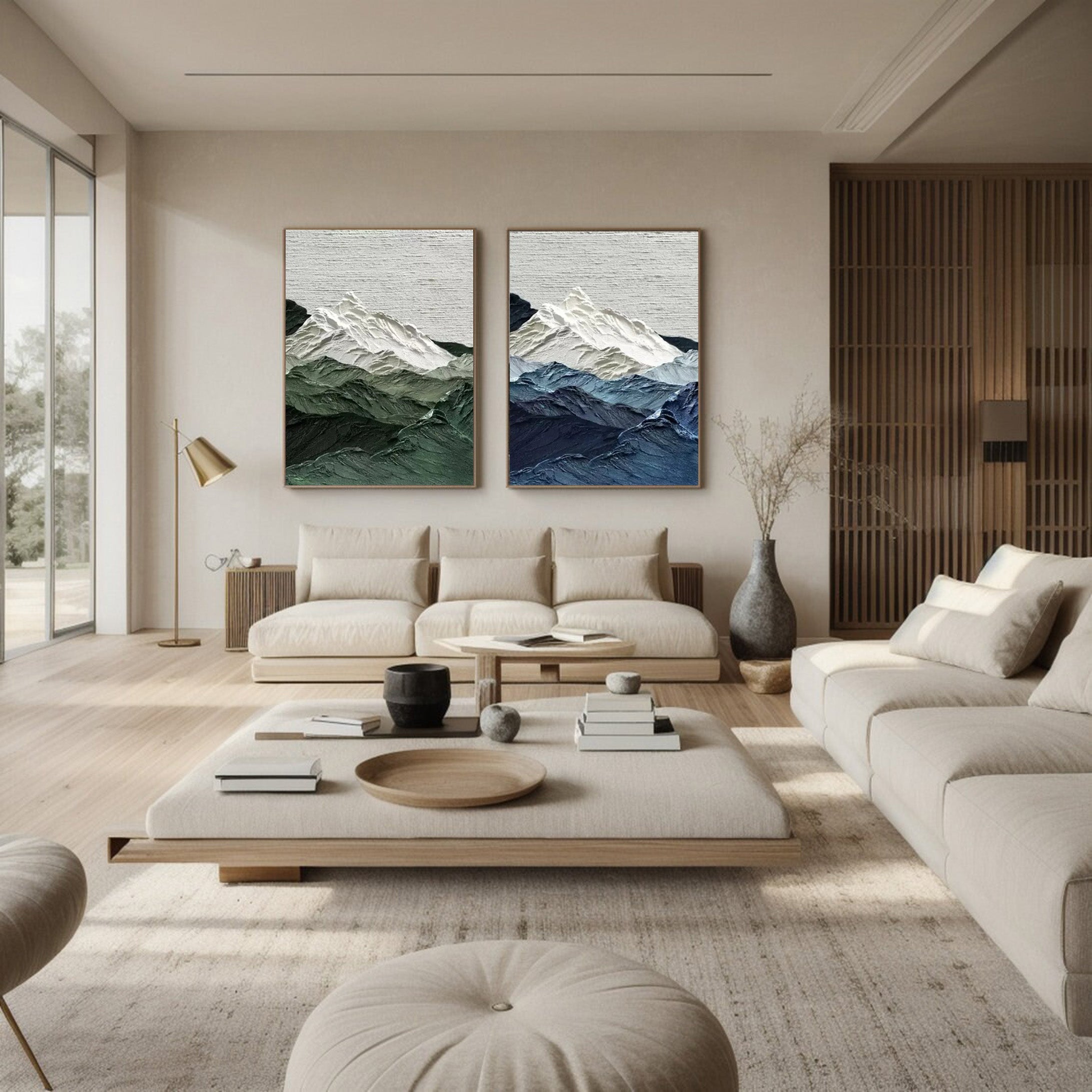 Glacial Peaks: 3D Mountain Range Art, Textured Abstract Set #BGA 131