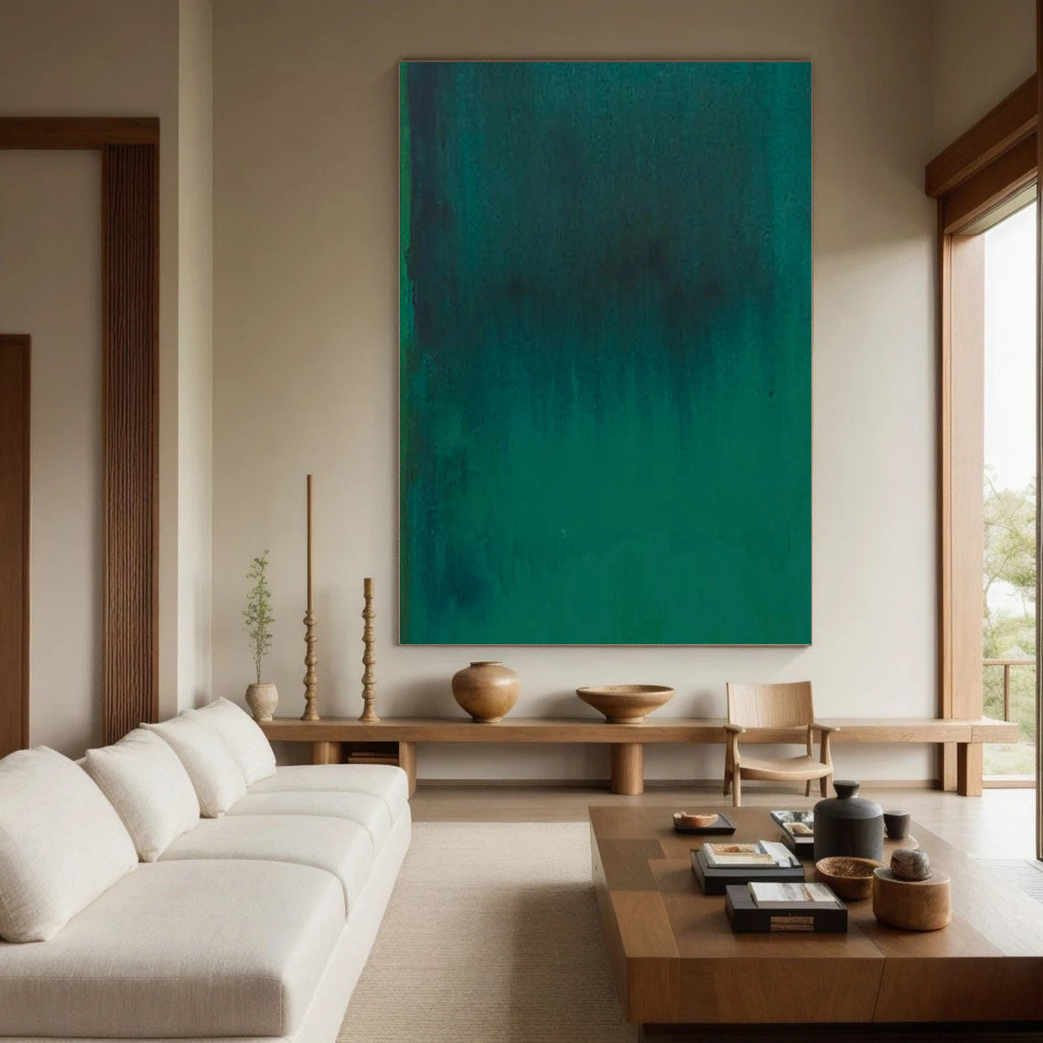 Aurora Green Abstract Painting, Textured Minimalist Art #BGA 116