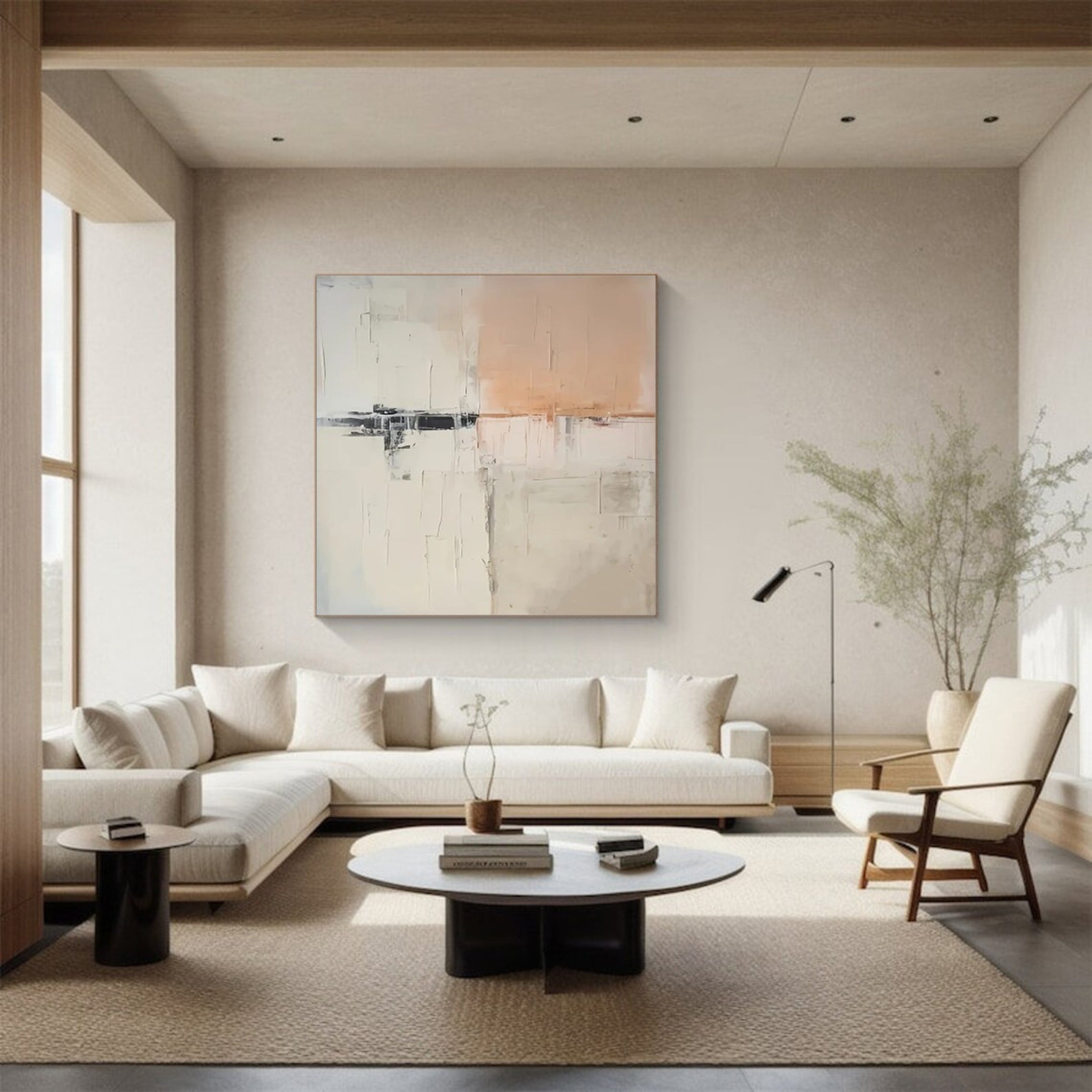 Abstract Beige & Peach Art, Minimalist Scandinavian Style #BGA 138