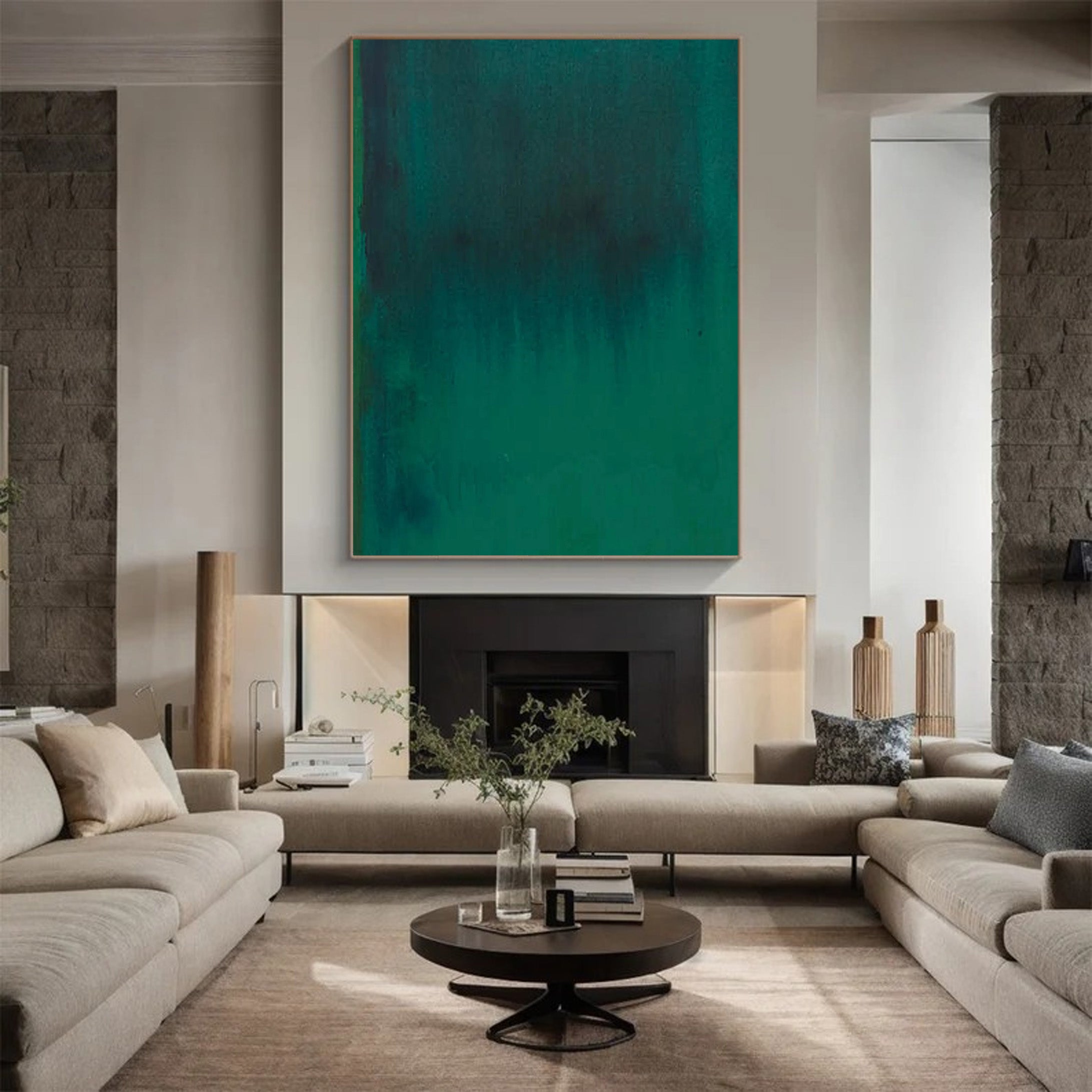 Aurora Green Abstract Painting, Textured Minimalist Art #BGA 116