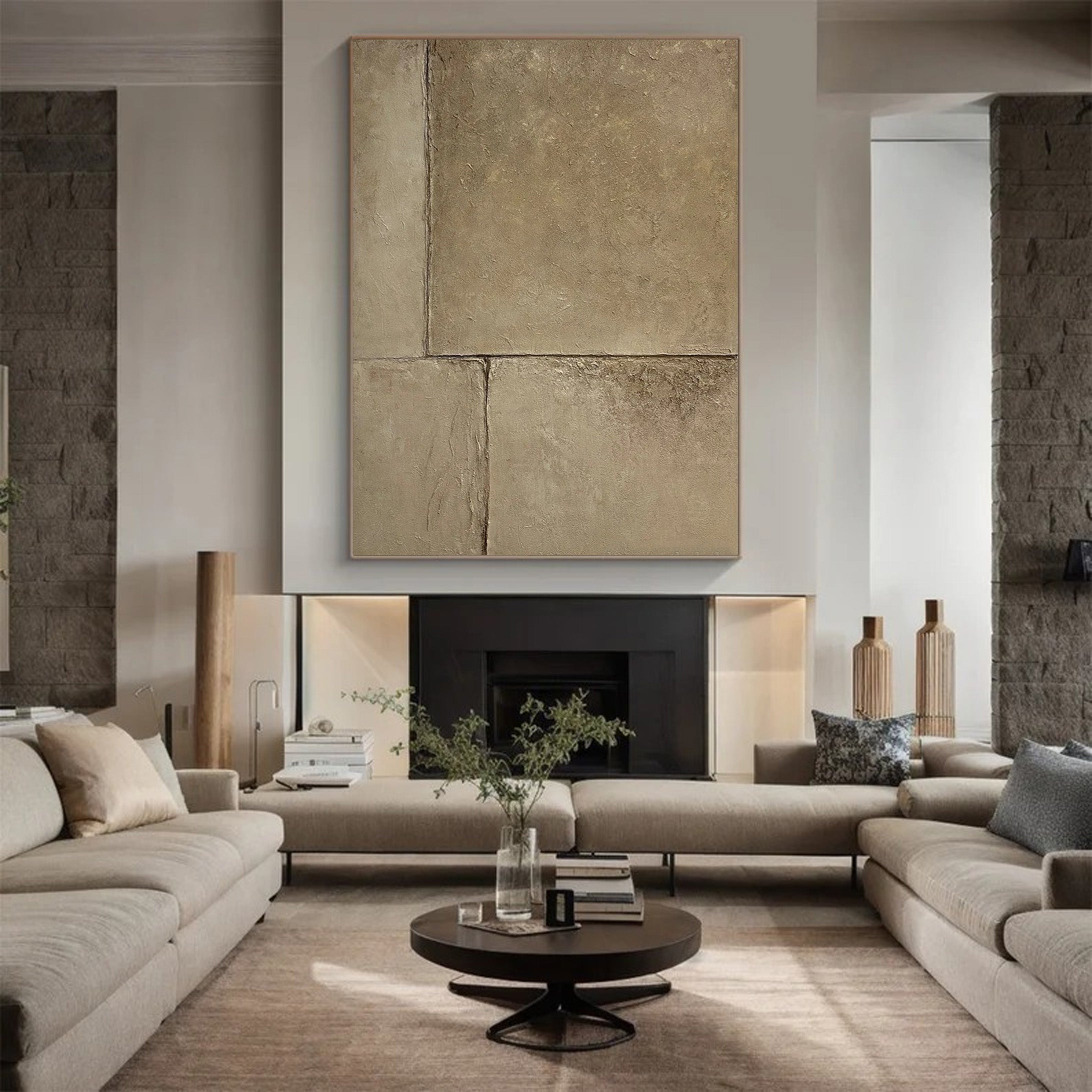 Minimalist Stone Texture Canvas, Earthy Abstract Art #BGA 127