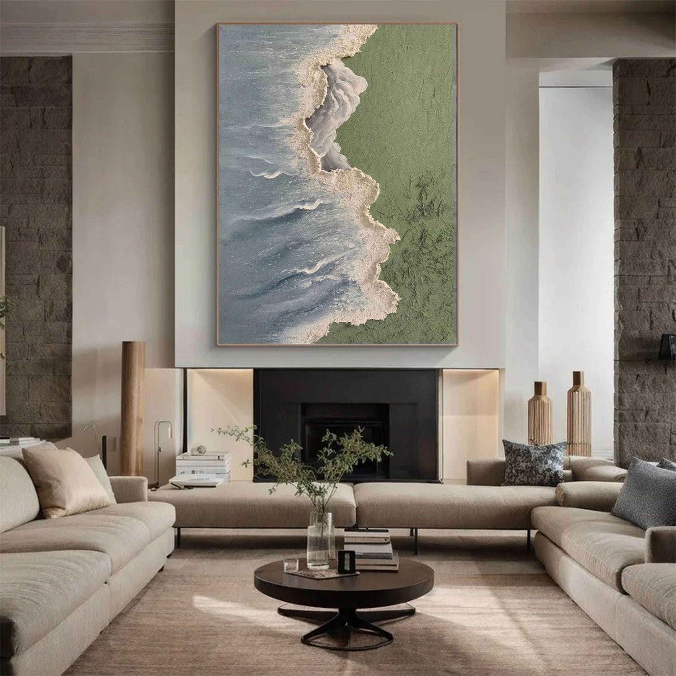 Modern 3D Texture Wall Painting, Calming Coastal View #BGA 163