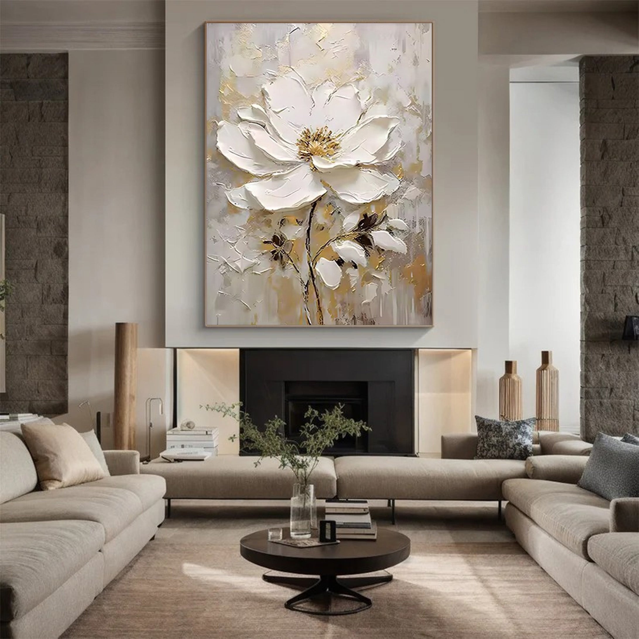 Executive Bloom: Large 3D Floral Canvas, Home Statement Art #BGA 126