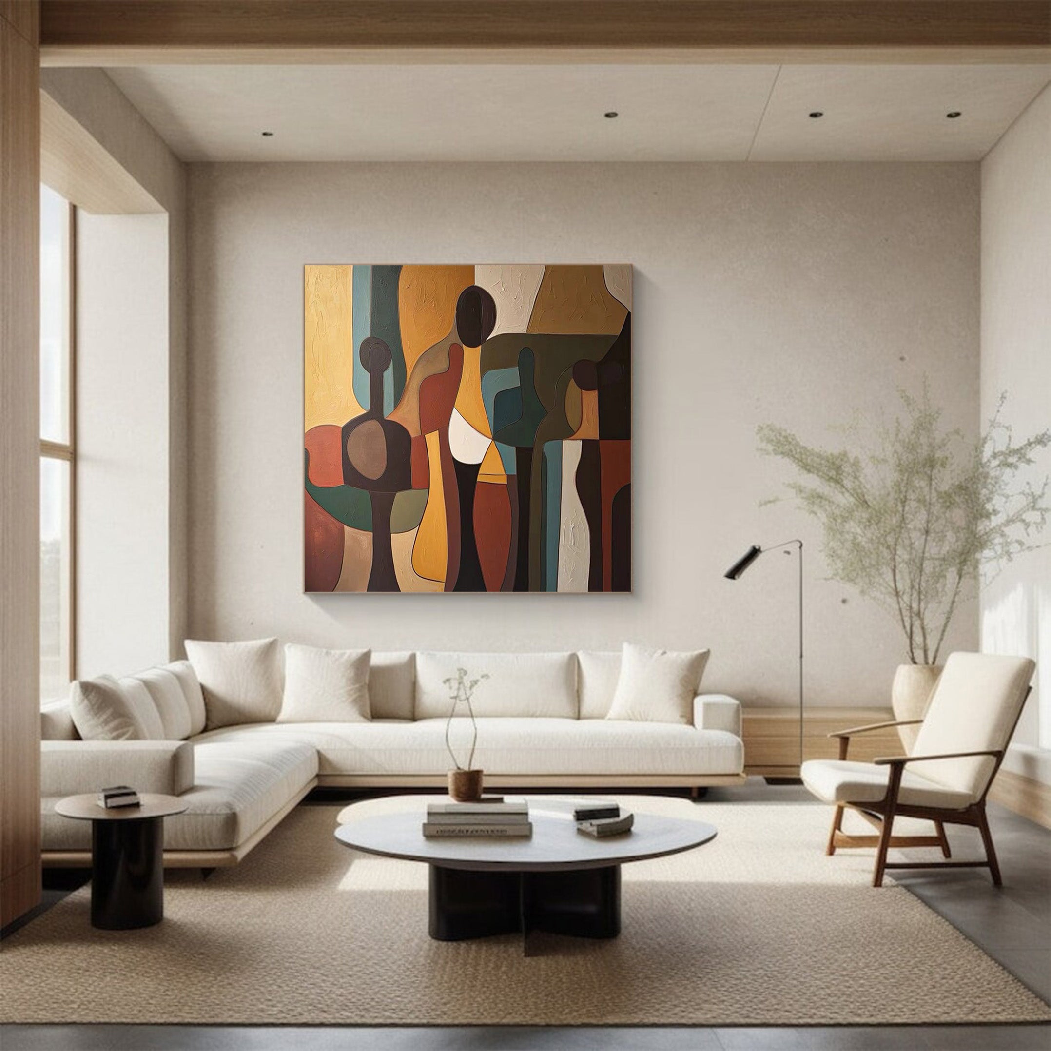 Square Abstract Figure Composition, Rich Earth Tones #BGA 141