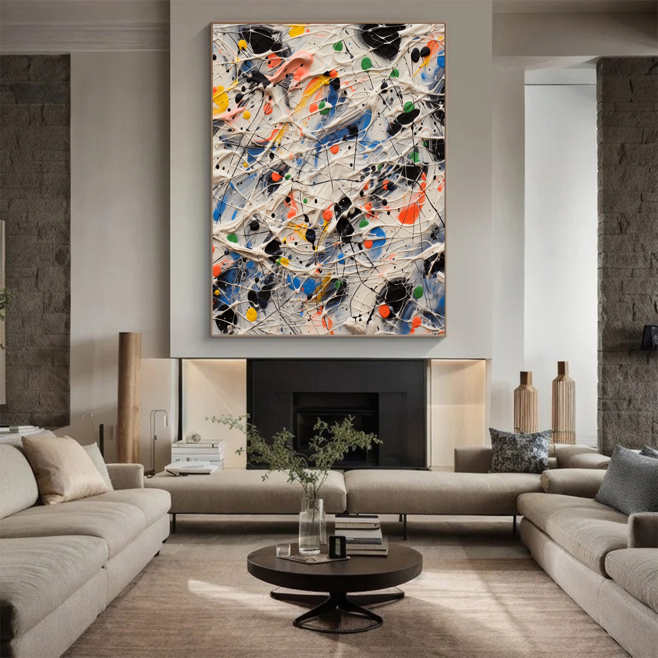 Abstract Splatter Wall Art, High-Energy Modern Canvas #BGA 161