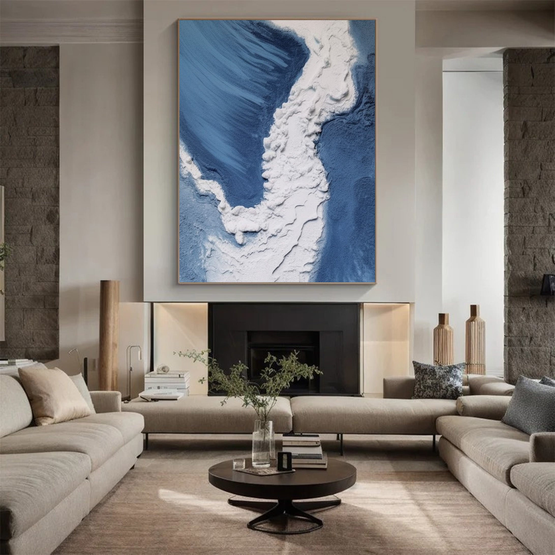 Textured Aerial Ocean Wall Art, Serene Yet Powerful Design #BGA 166