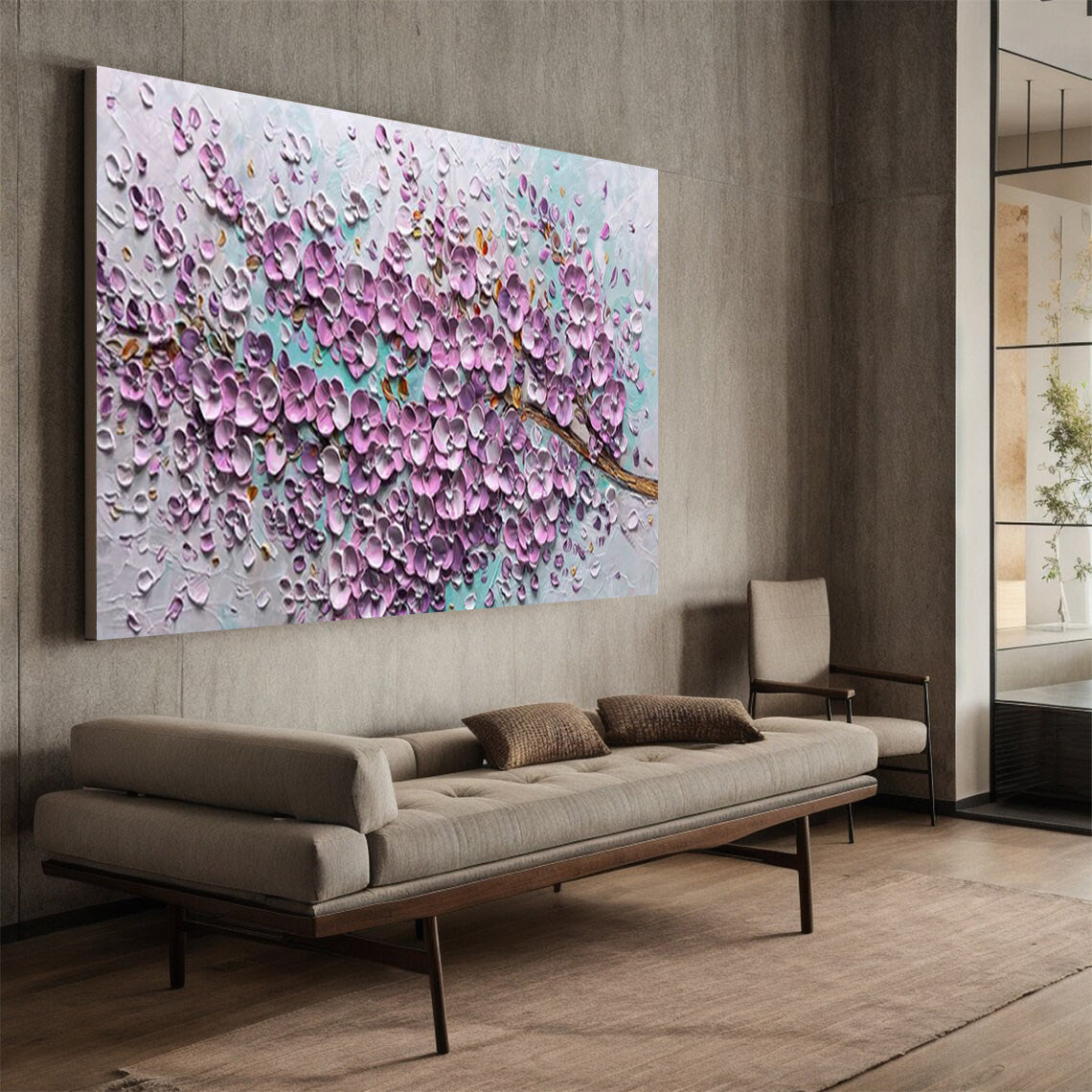 Sakura Dream: Impasto Blossom Relief, Tactile Floral Painting #BGA 152